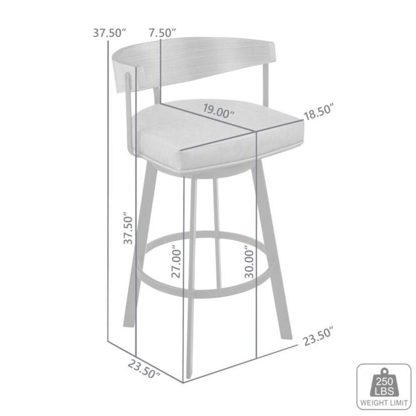 Lacey 30" Swivel Bar Stool in Gray