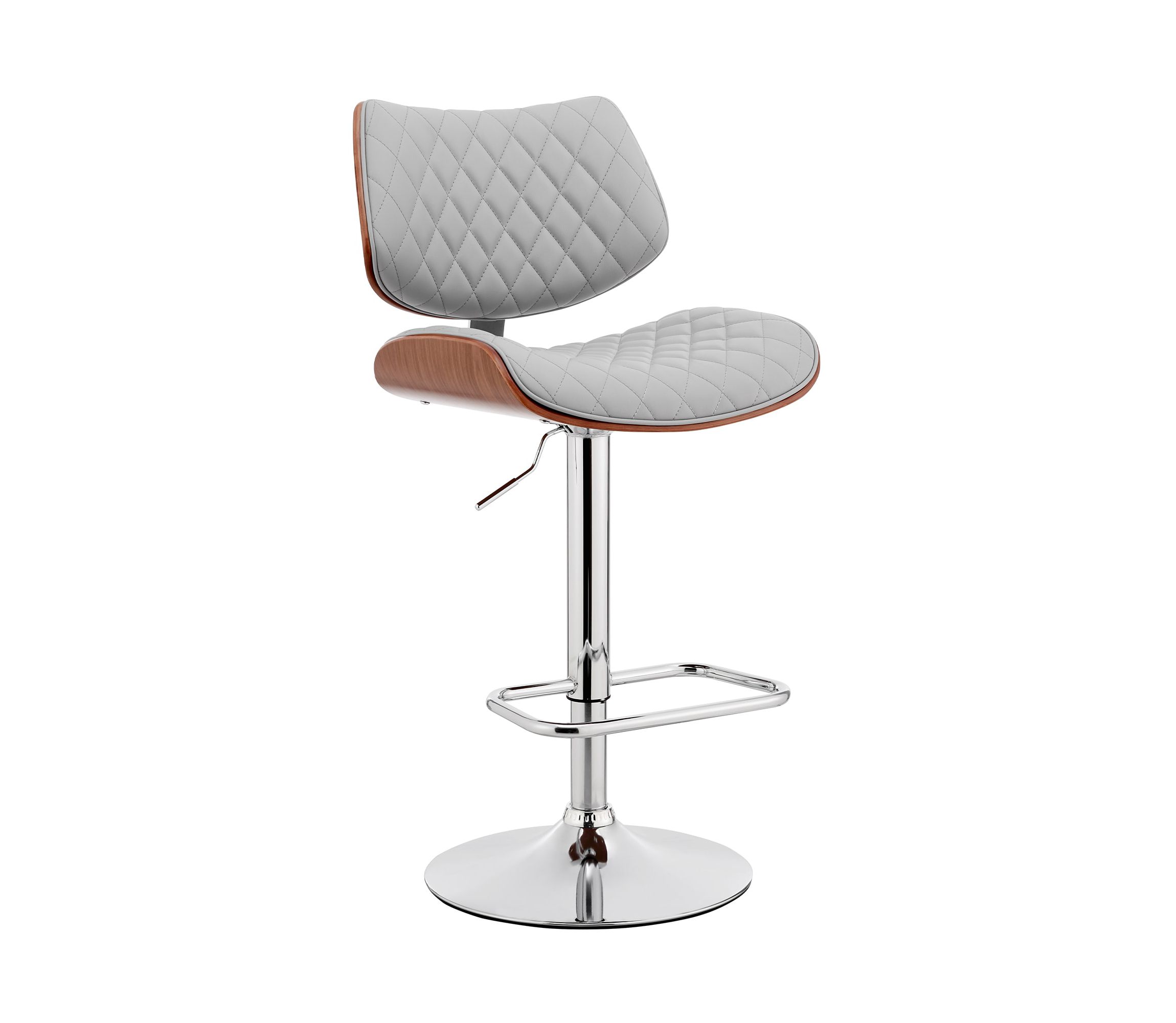 Leland Adjustable Gray Faux Leather and Chrome Finish Bar Stool