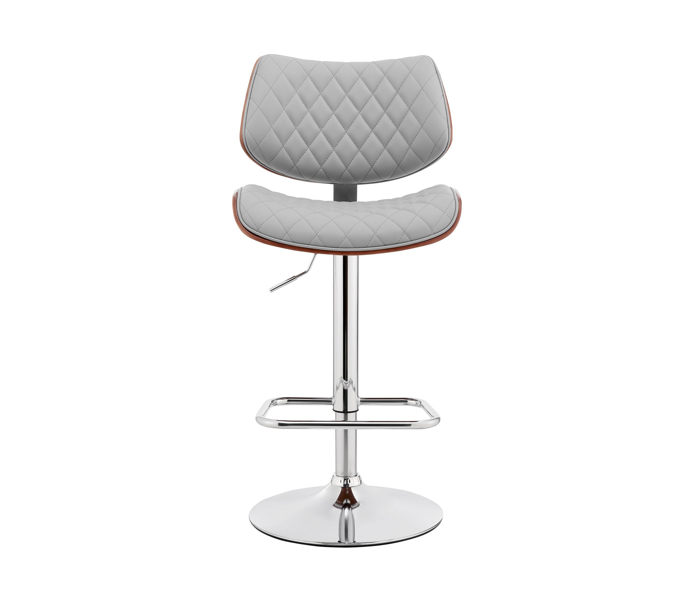 Leland Adjustable Gray Faux Leather and Chrome Finish Bar Stool