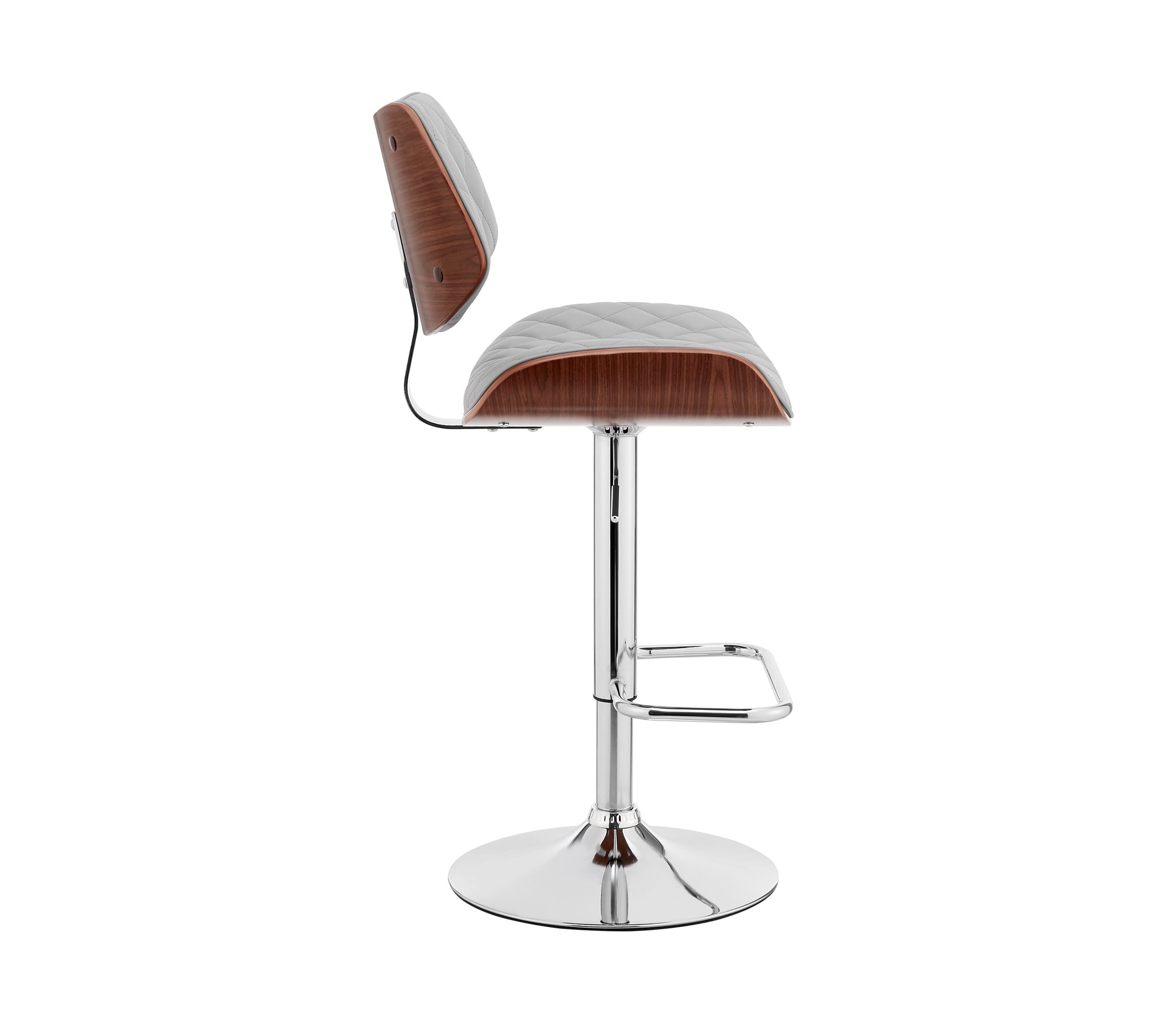 Leland Adjustable Gray Faux Leather and Chrome Finish Bar Stool