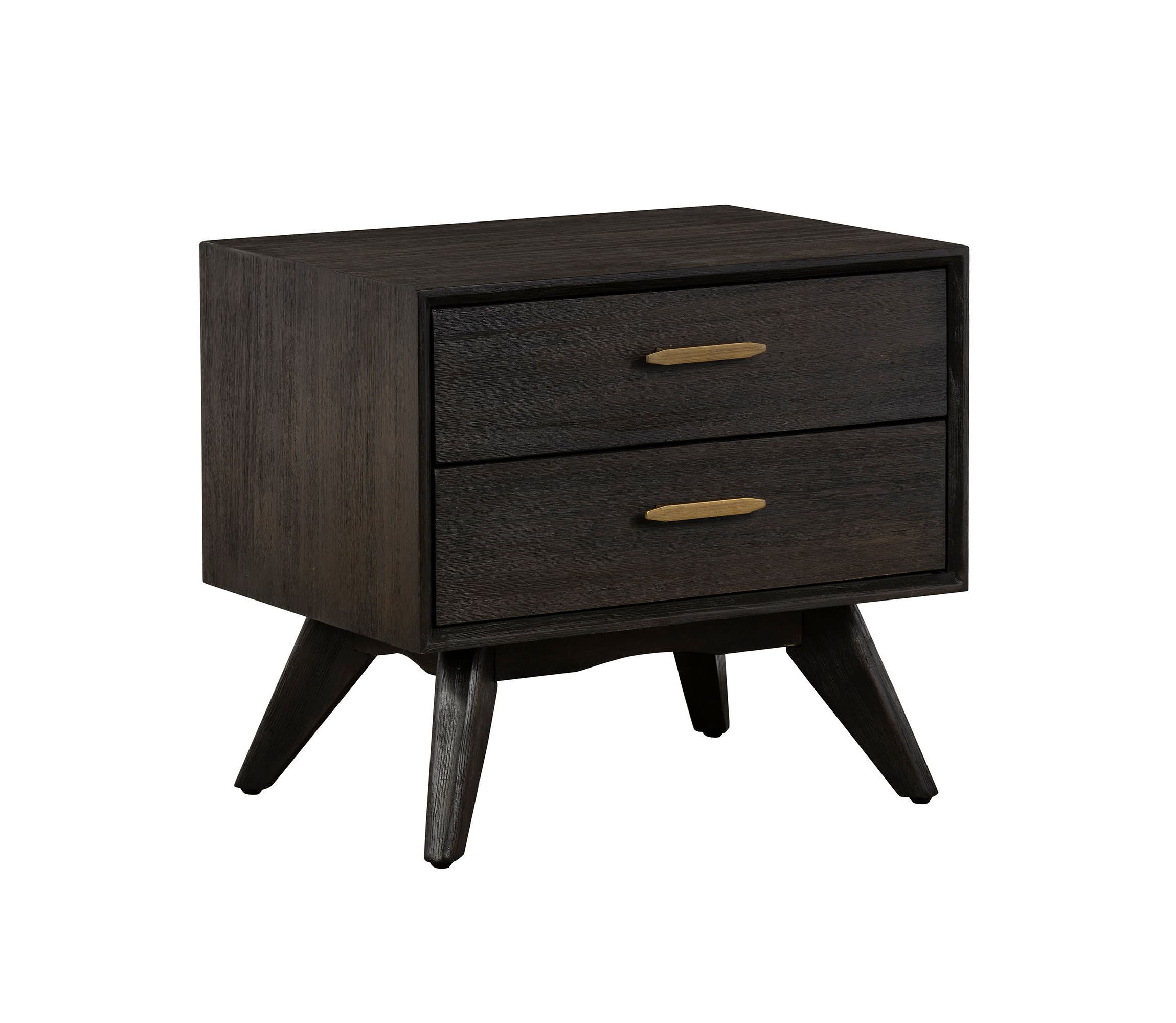 Baly Acacia Mid-Century 2 Drawer Night stand