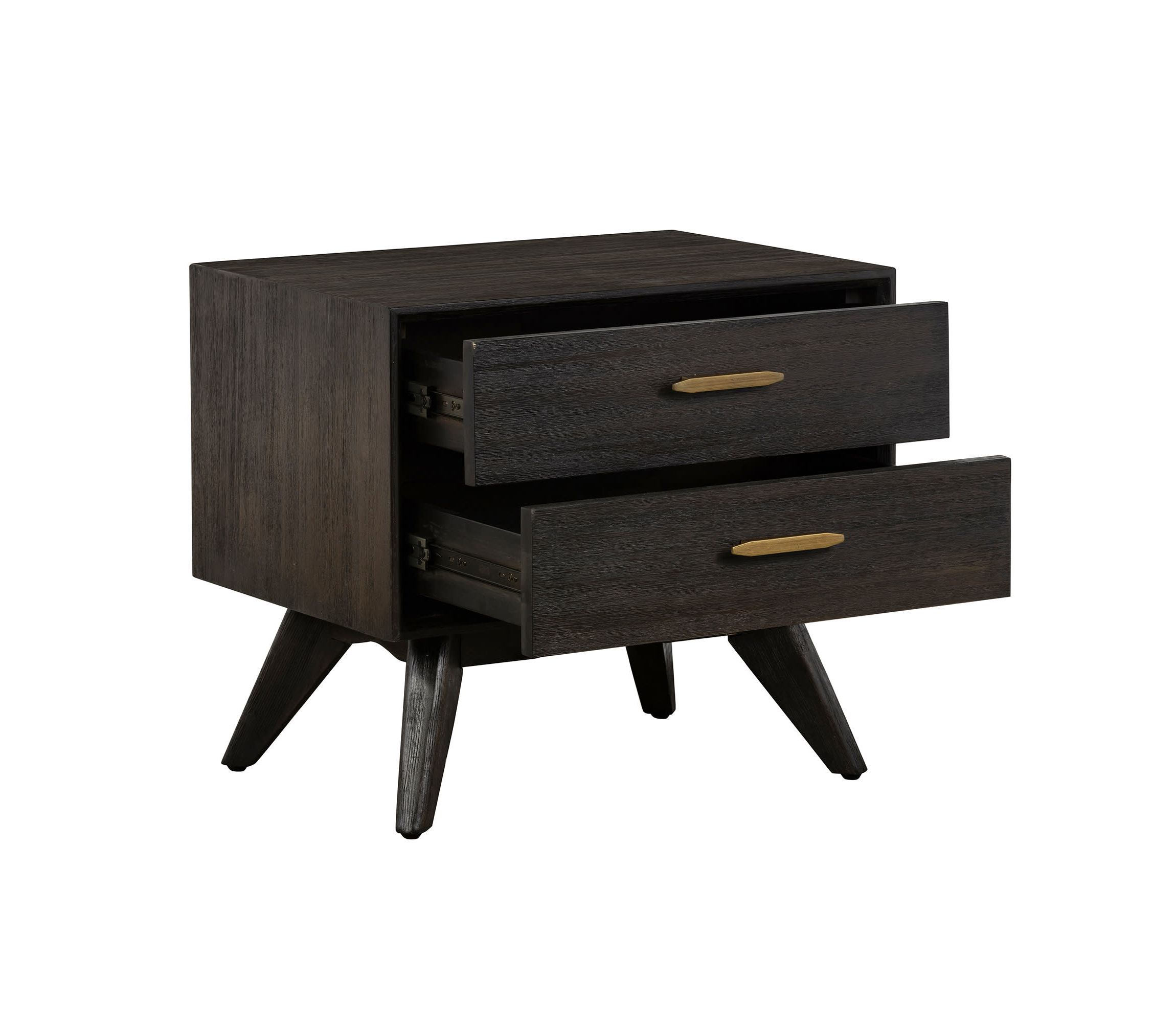 Baly Acacia Mid-Century 2 Drawer Night stand