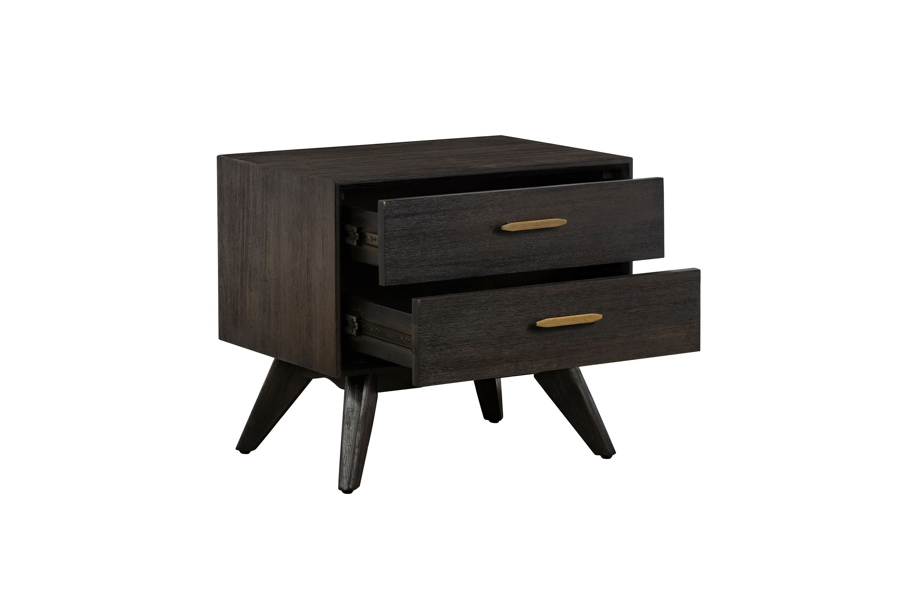 Baly Acacia Mid-Century 2 Drawer Night stand