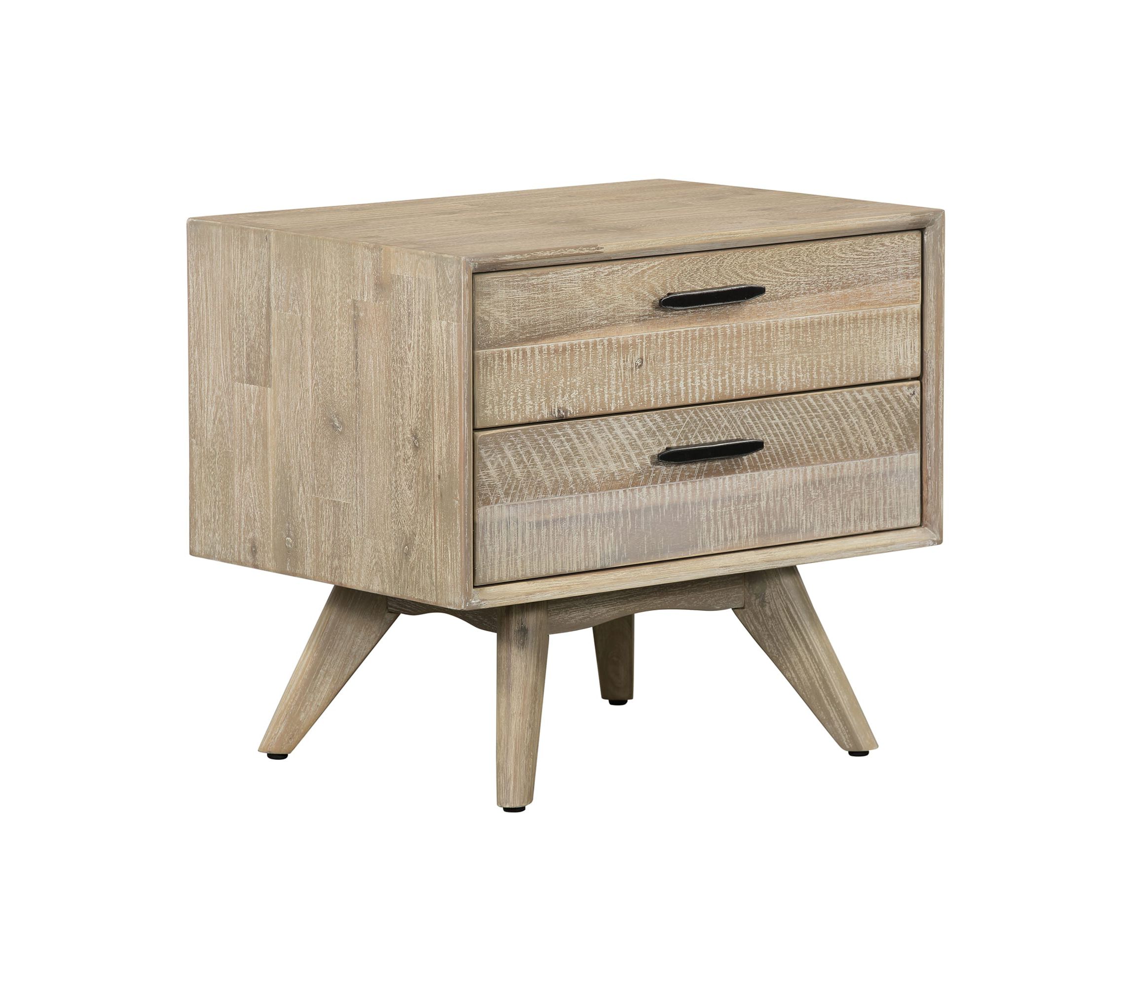 Baly Acacia Mid-Century Gray 2 Drawer Night stand