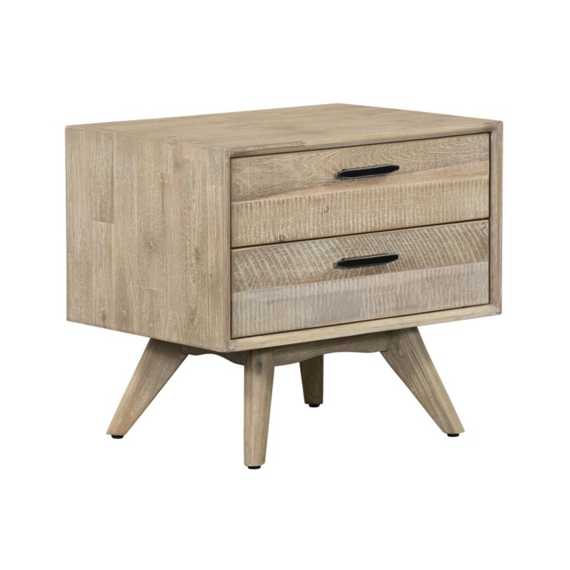 Baly Acacia Mid-Century Gray 2 Drawer Night stand