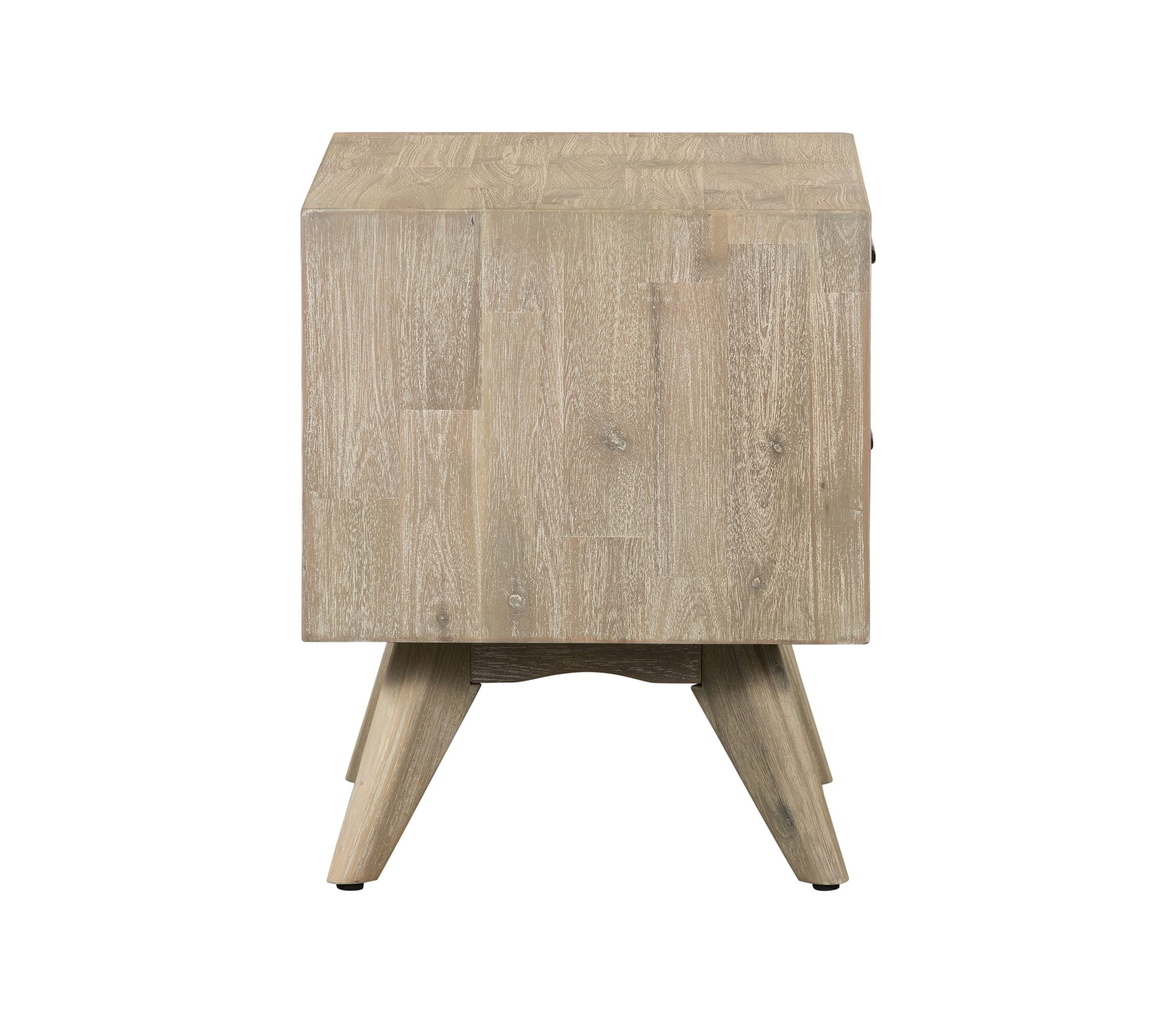 Baly Acacia Mid-Century Gray 2 Drawer Night stand
