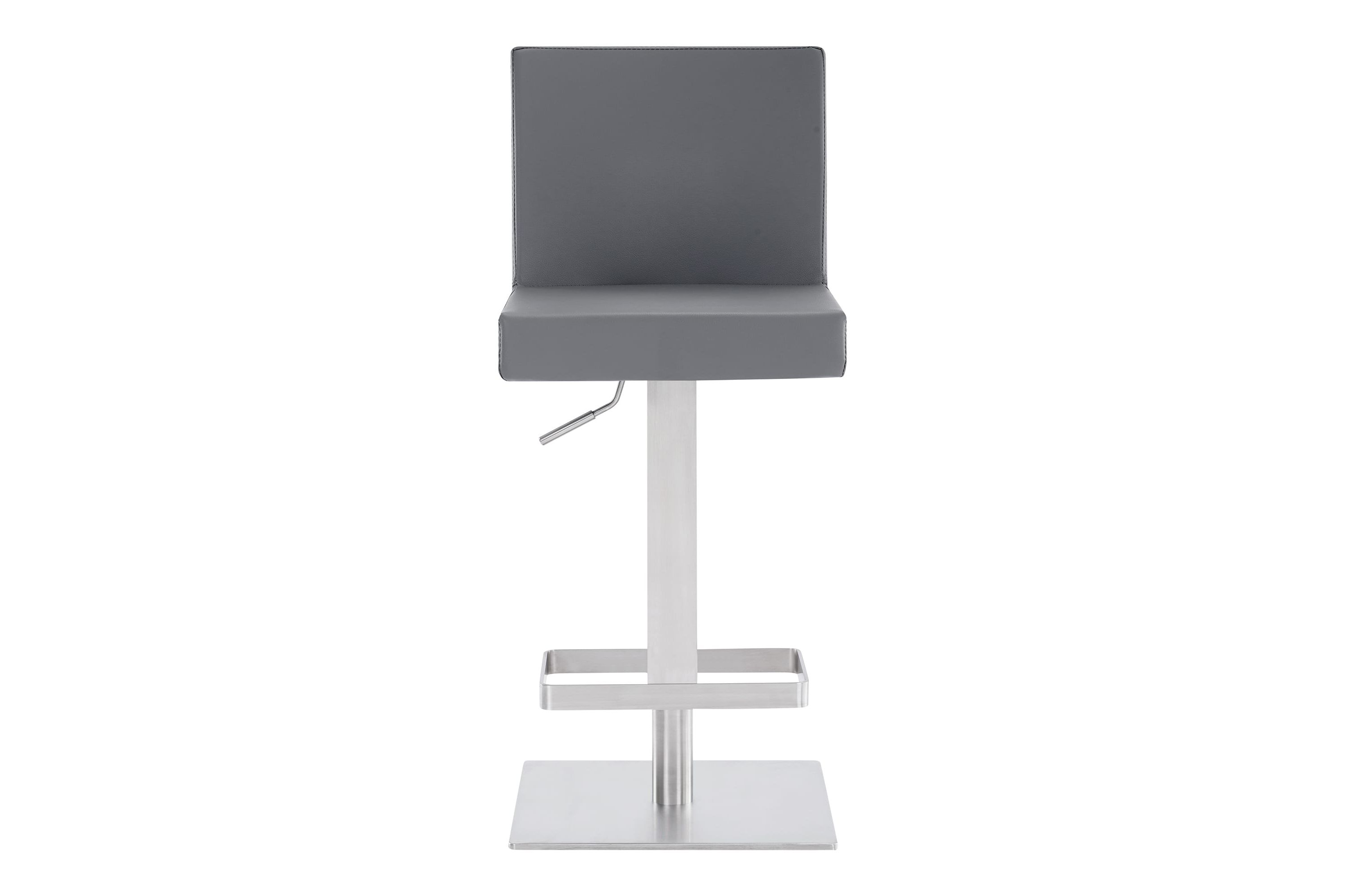 Legacy Adjustable Height Swivel Gray Faux Leather and Brushed Stainless Steel Bar Stool