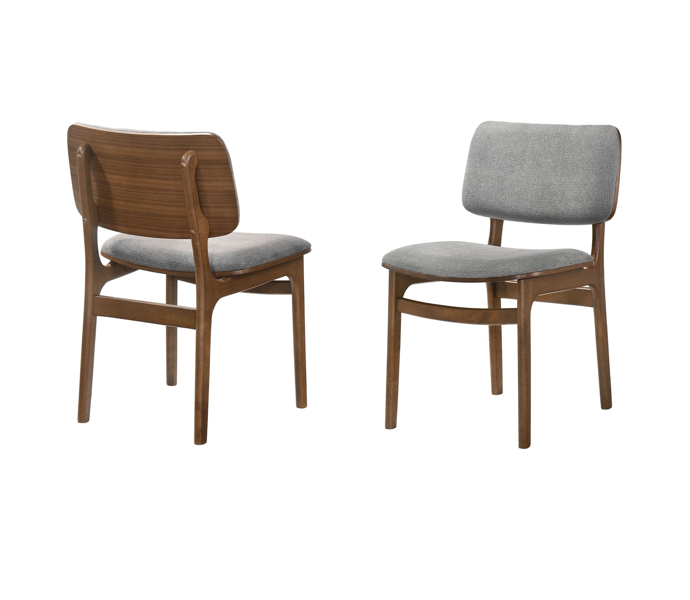Lima Gray Upholstered Wood Dining Chairs in Walnut Finish - Set of 2