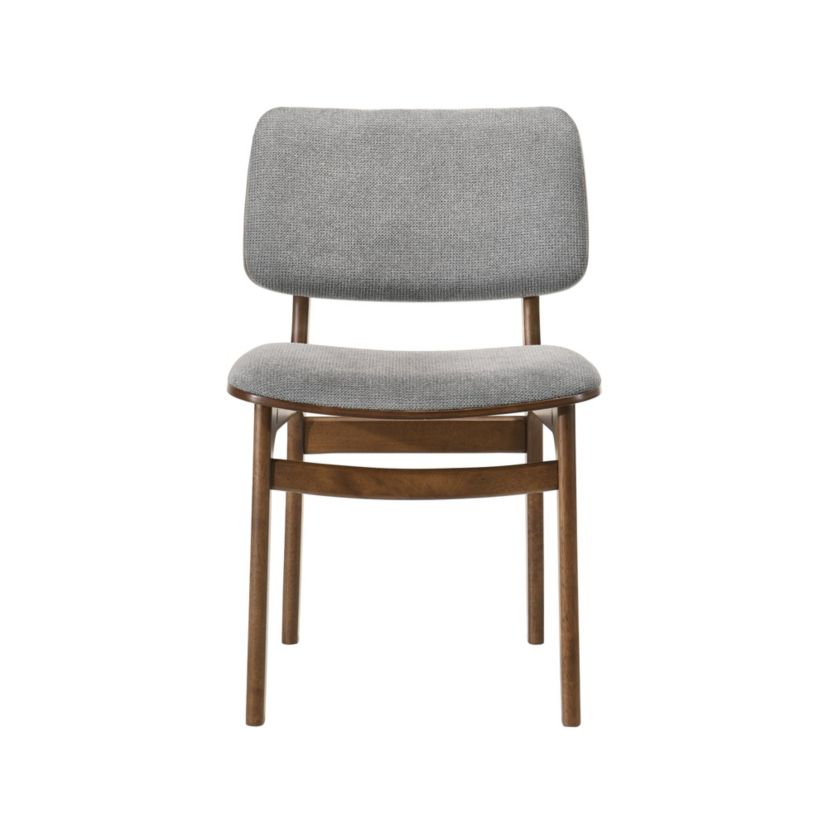 Lima Gray Upholstered Wood Dining Chairs in Walnut Finish - Set of 2