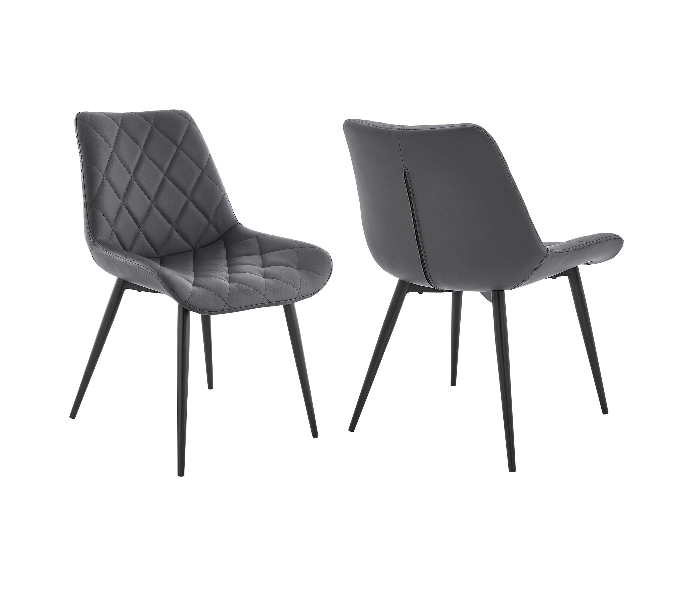 Loralie Gray Faux Leather and Black Metal Dining Chairs - Set of 2