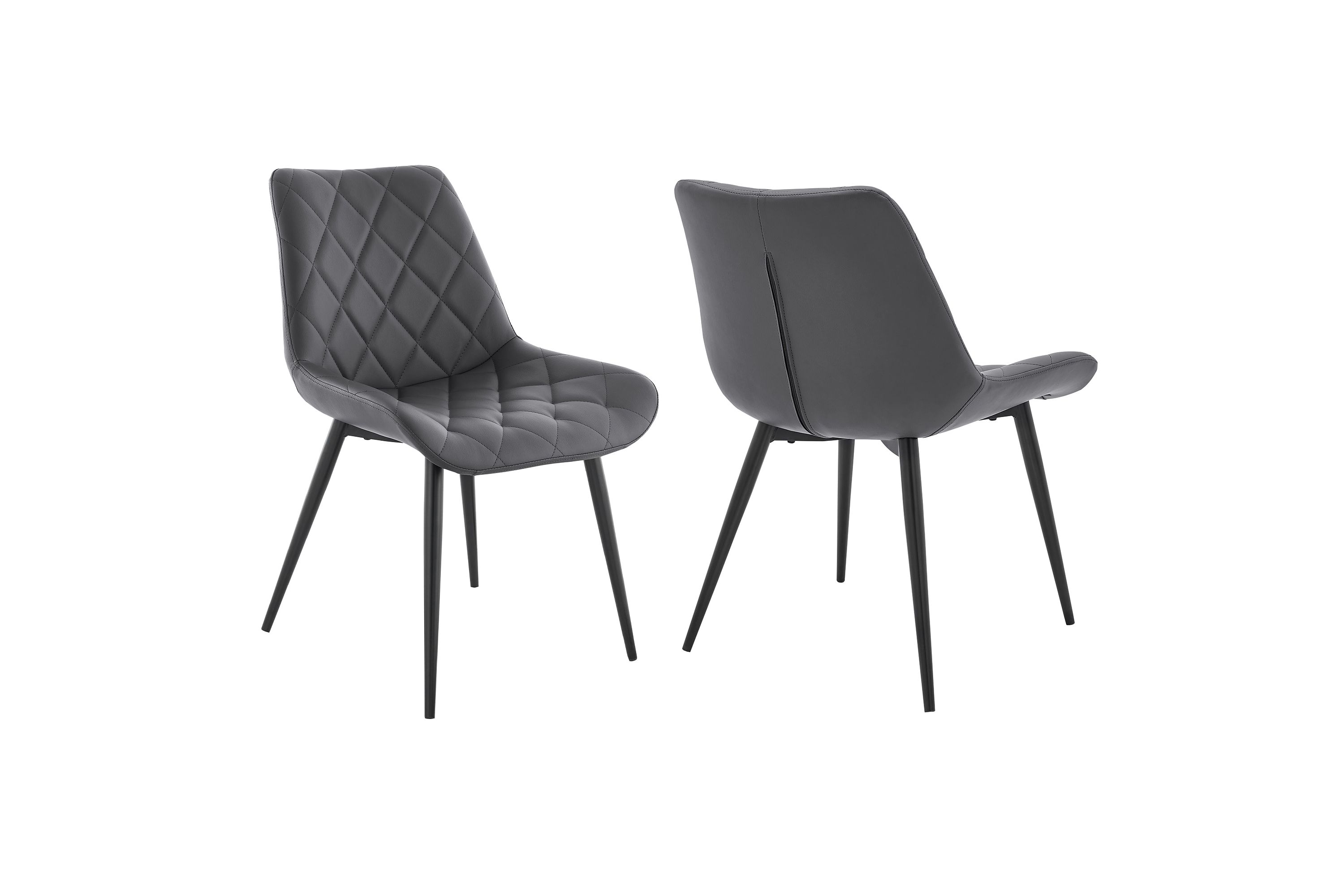 Loralie Gray Faux Leather and Black Metal Dining Chairs - Set of 2