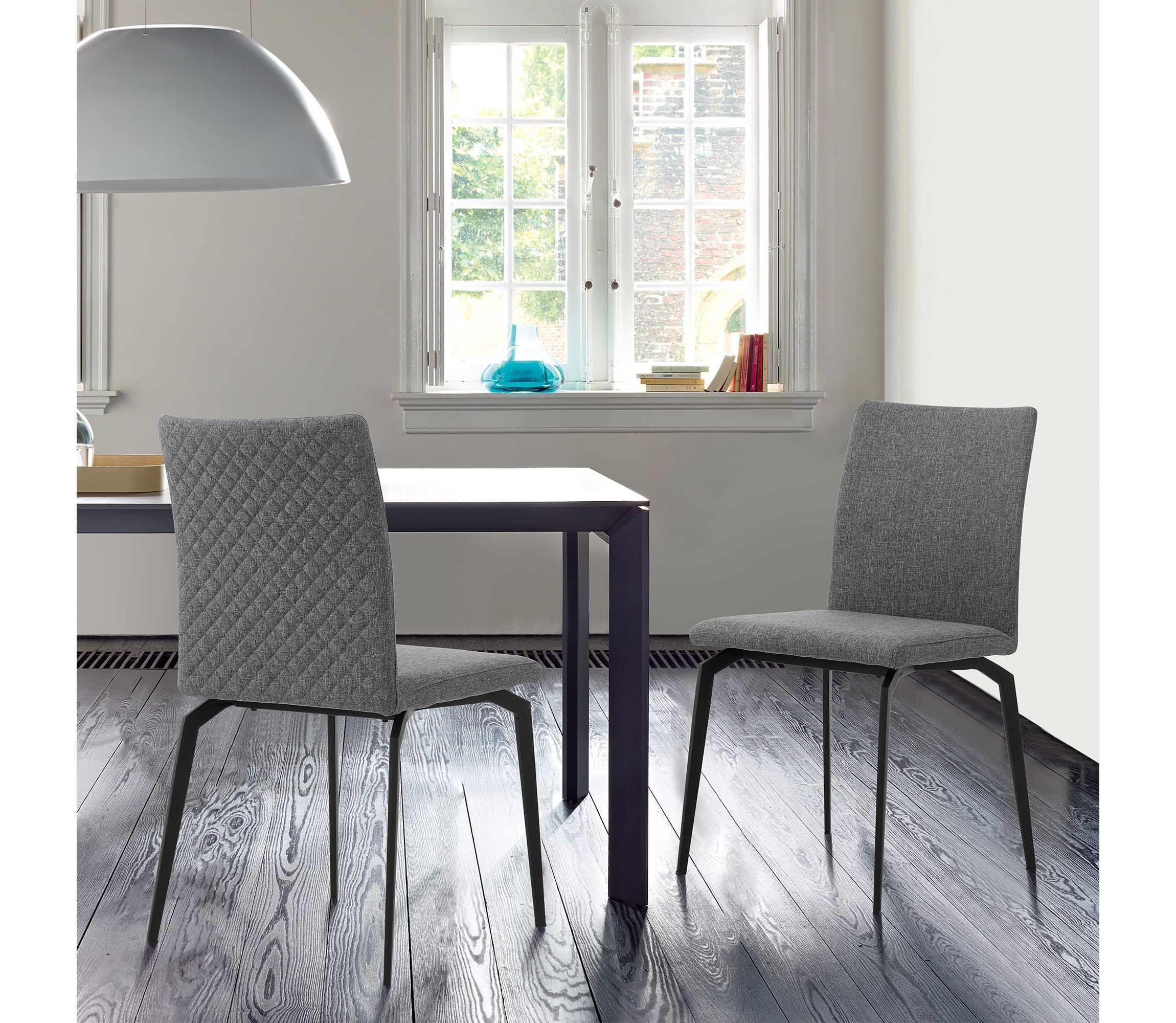 Lyon Gray Fabric and Metal Dining Room Chairs - Set of 2
