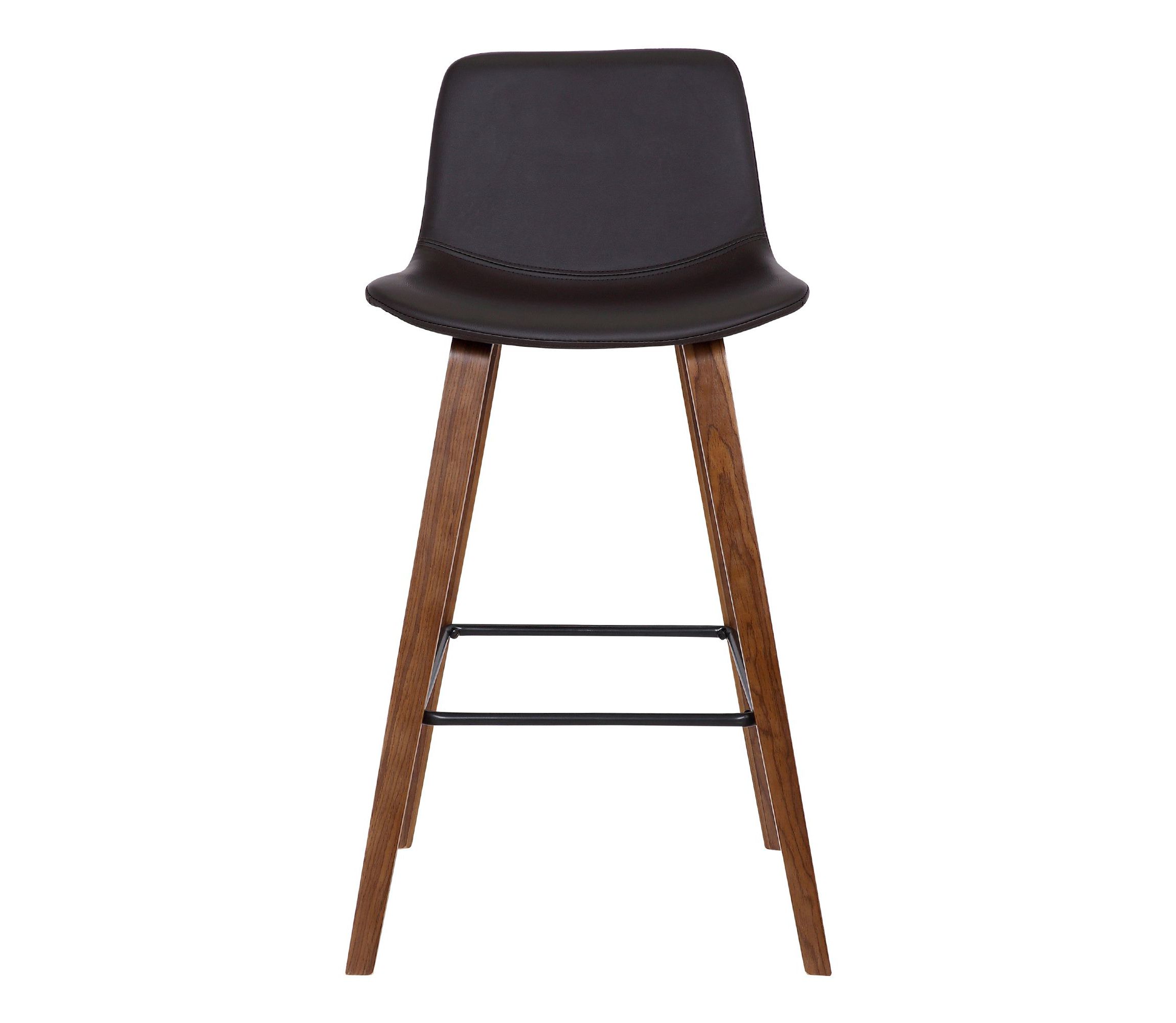 Maddie Contemporary 26" Barstool in Walnut Wood Finish and Brown Faux Leather