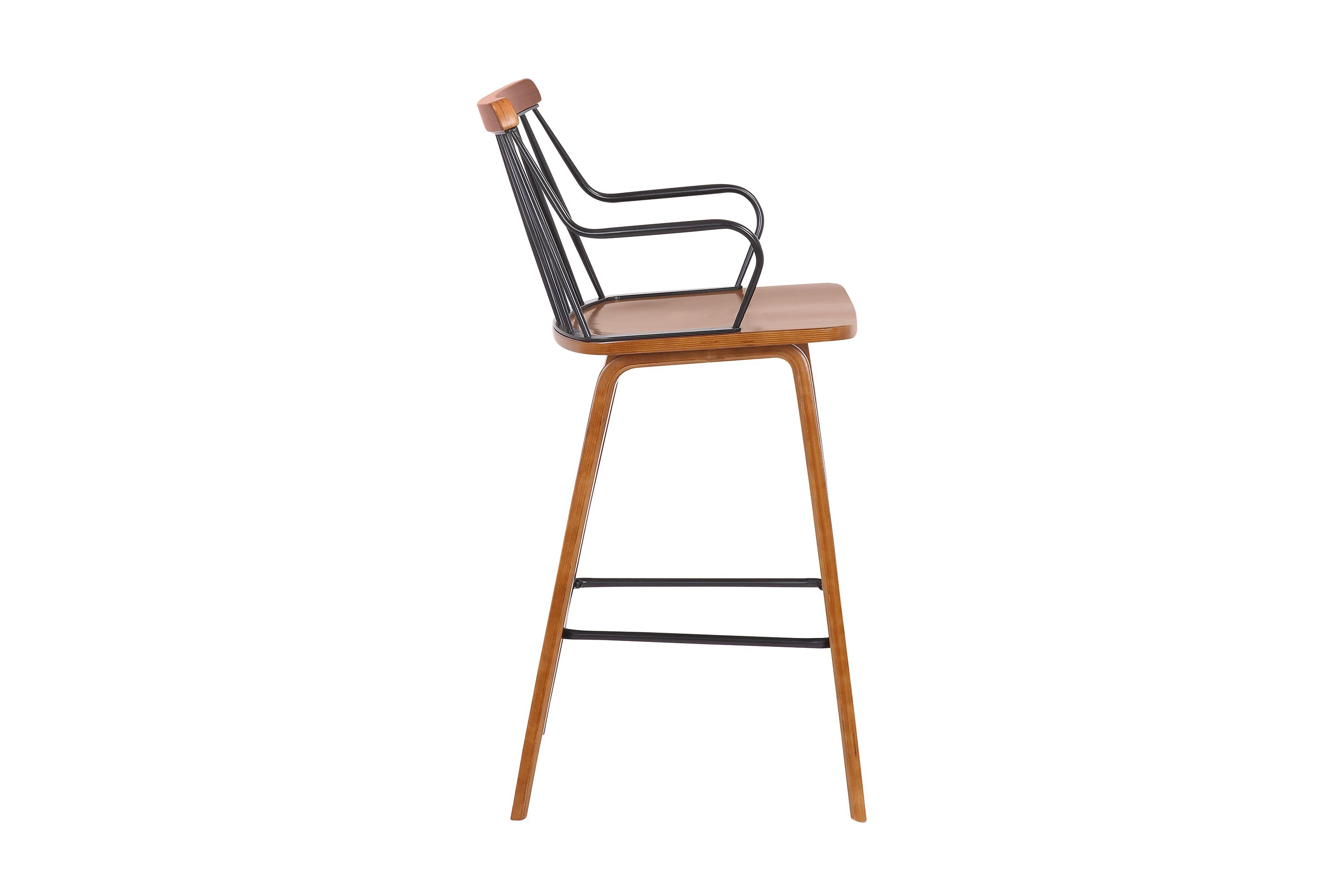 Micah Walnut and Metal Modern 26" Counter Height Bar Stool