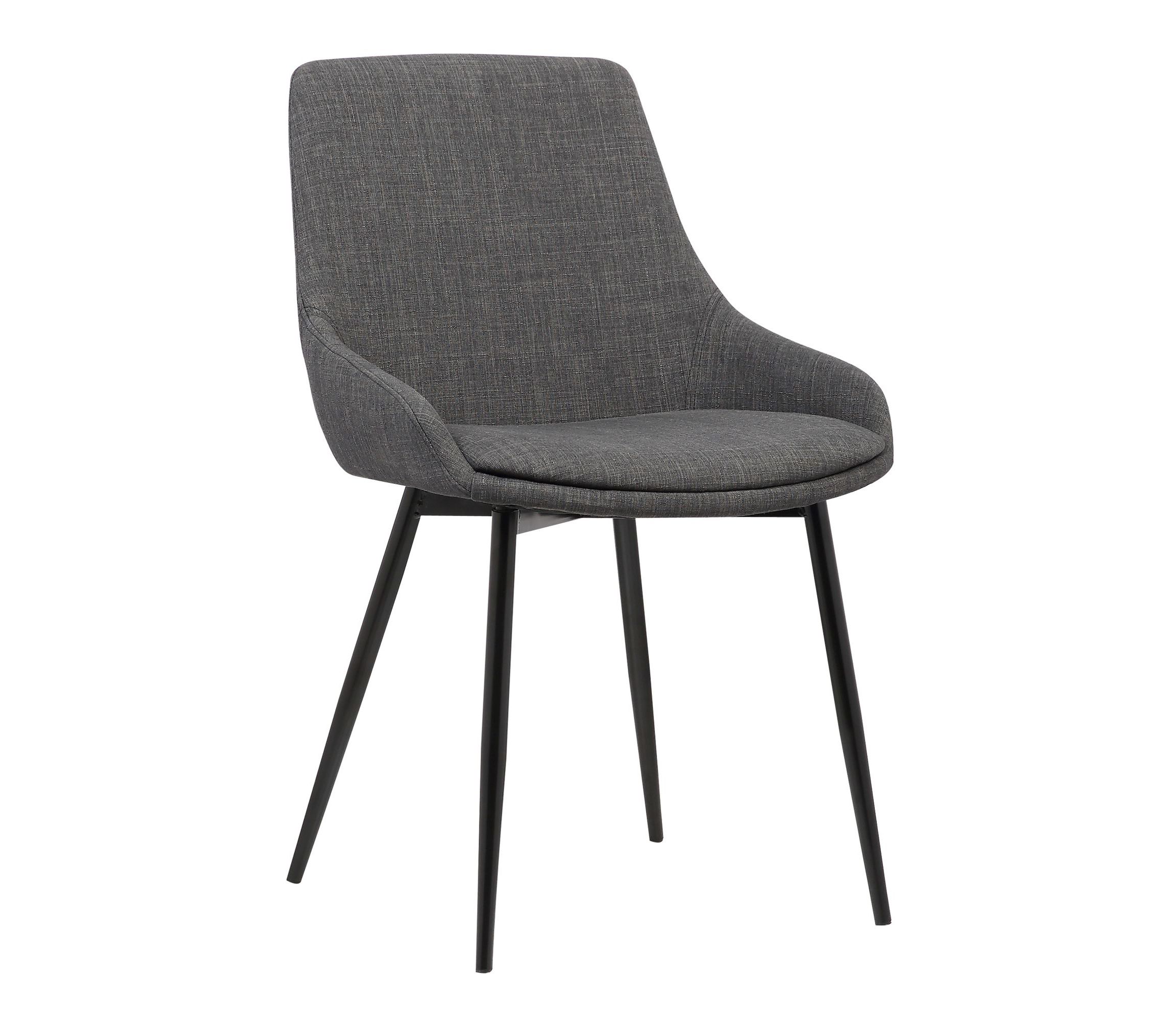 Mia Contemporary Dining Chair in Charcoal Fabric with Black Powder Coated Metal Legs
