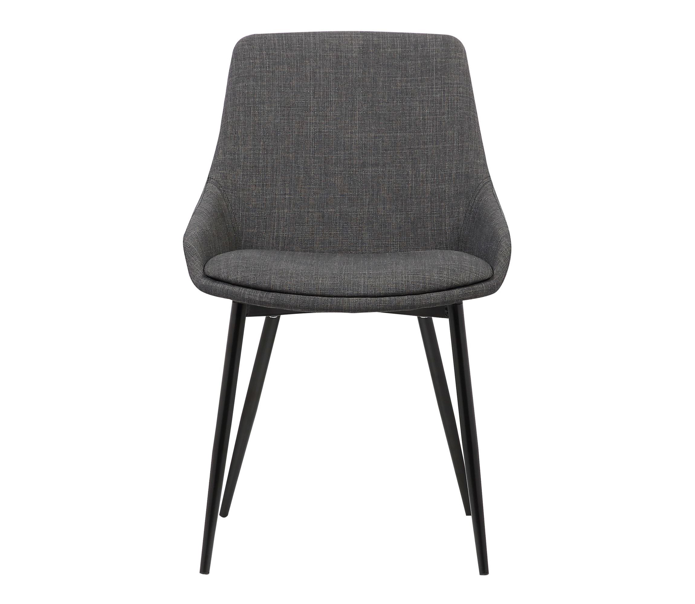 Mia Contemporary Dining Chair in Charcoal Fabric with Black Powder Coated Metal Legs