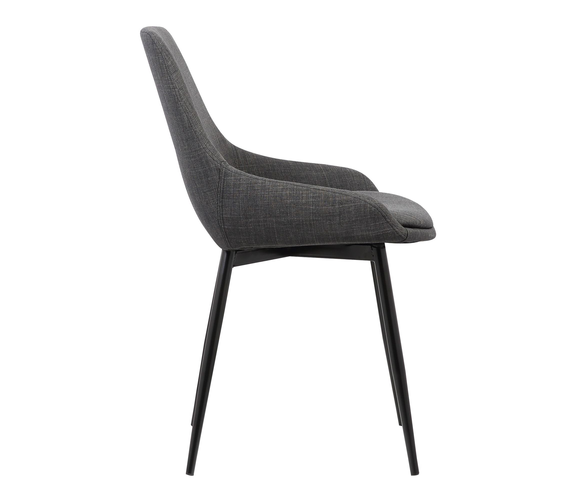 Mia Contemporary Dining Chair in Charcoal Fabric with Black Powder Coated Metal Legs