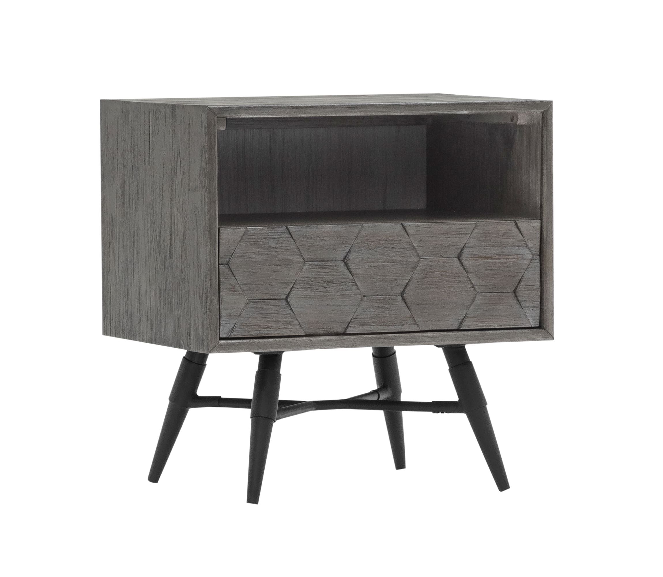 Makena 1 Drawer Night Stand in Gray Acacia Wood