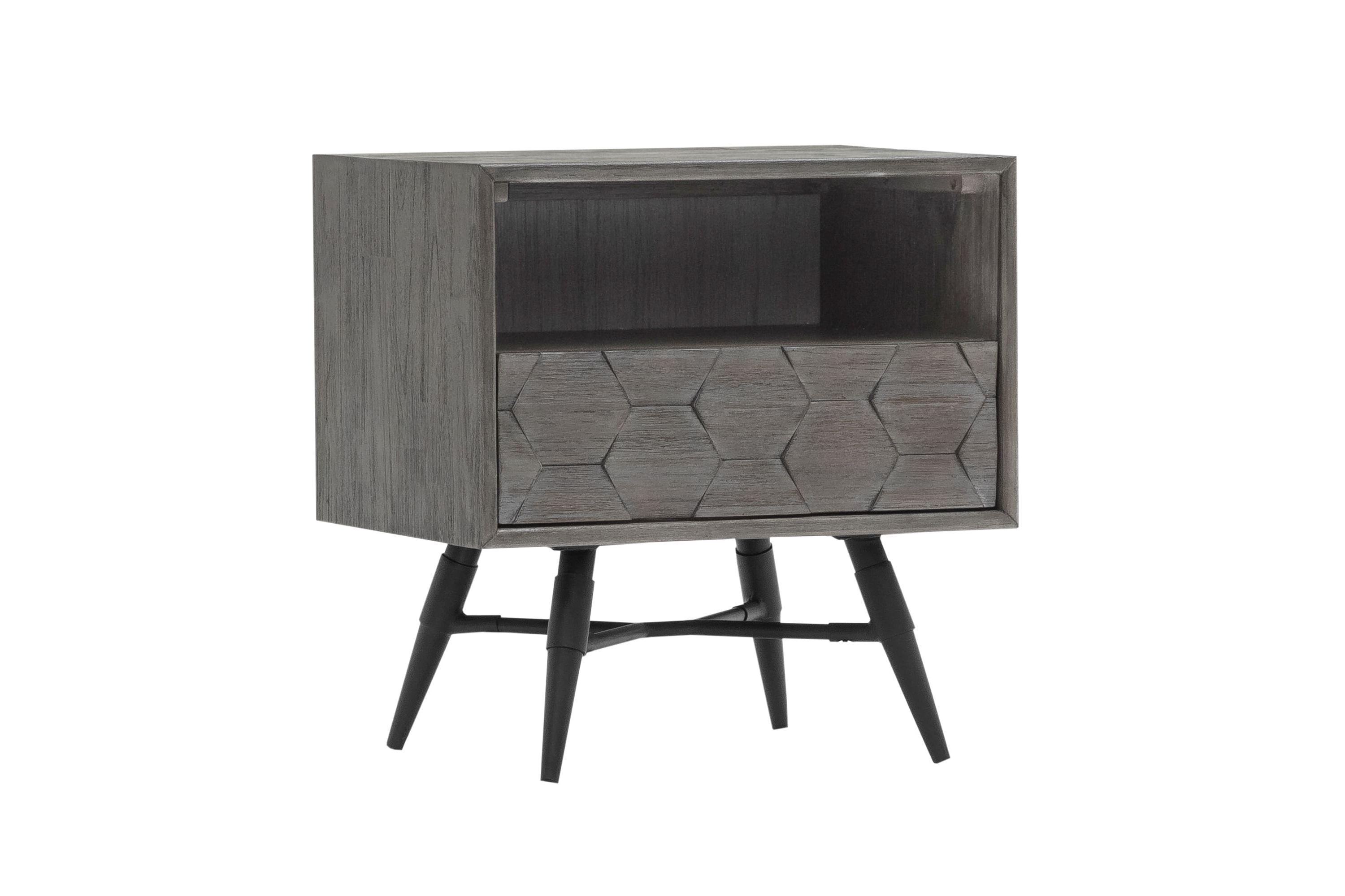 Makena 1 Drawer Night Stand in Gray Acacia Wood
