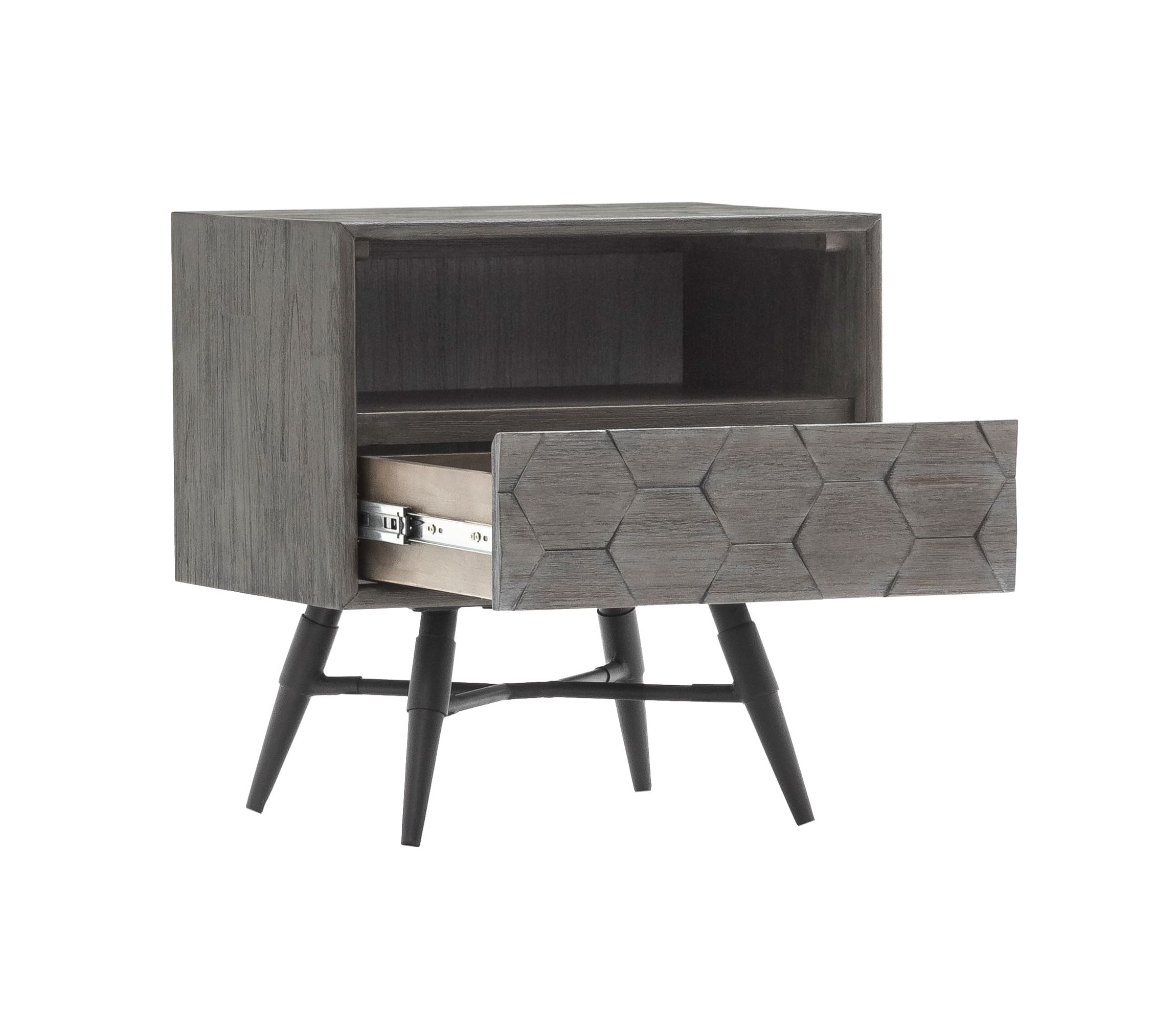 Makena 1 Drawer Night Stand in Gray Acacia Wood