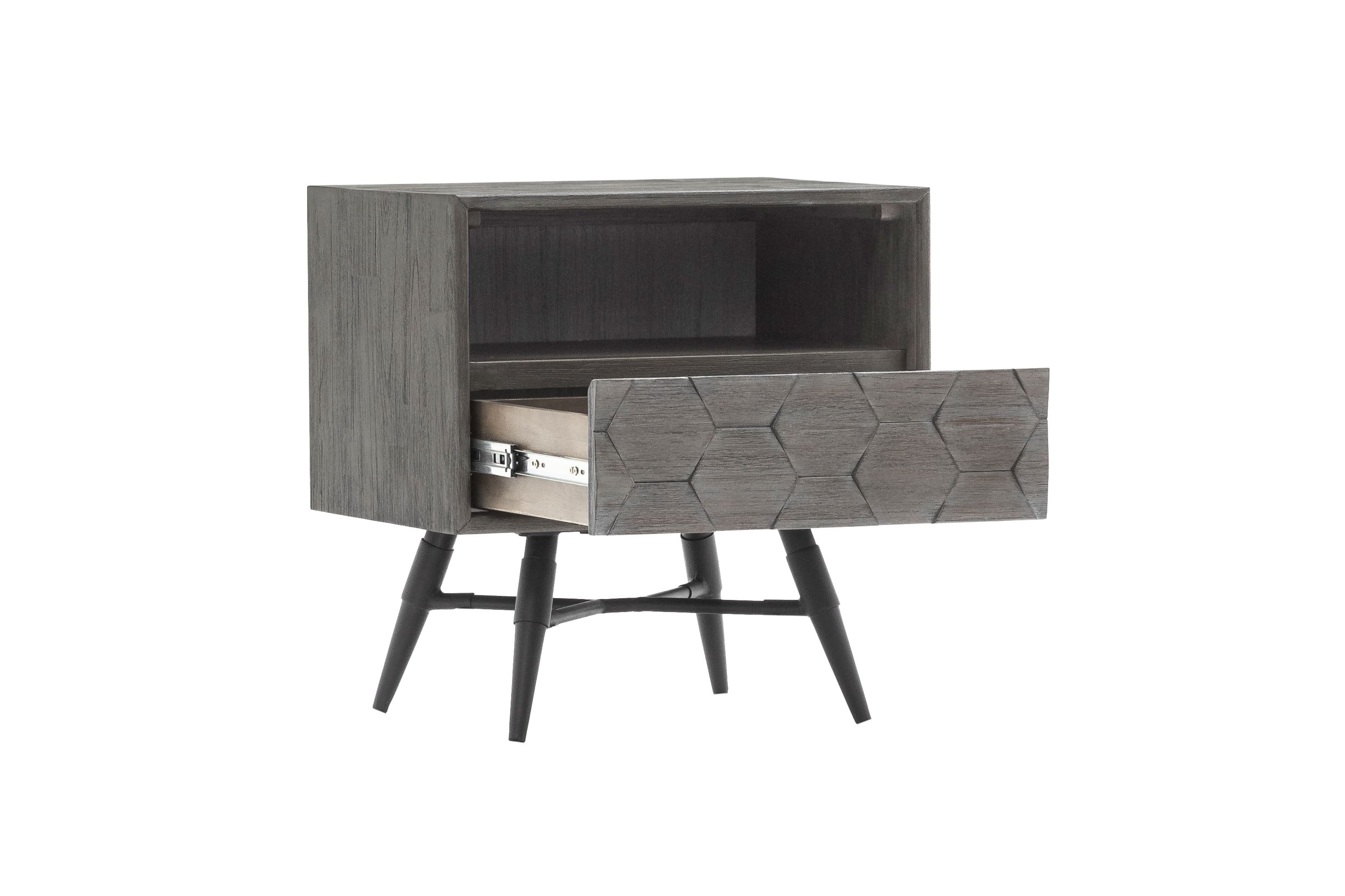 Makena 1 Drawer Night Stand in Gray Acacia Wood