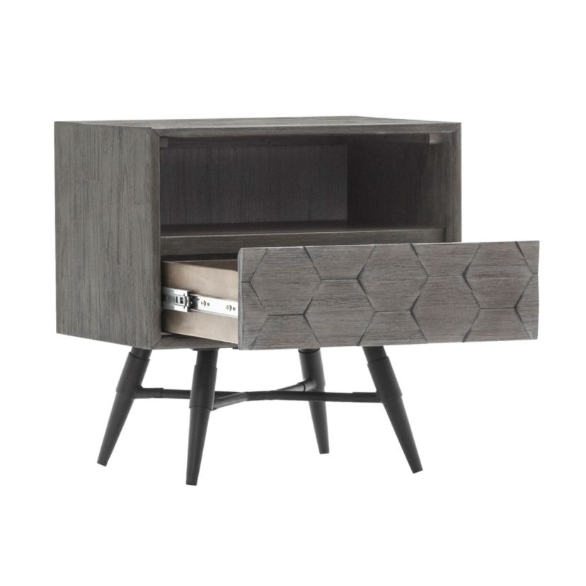 Makena 1 Drawer Night Stand in Gray Acacia Wood