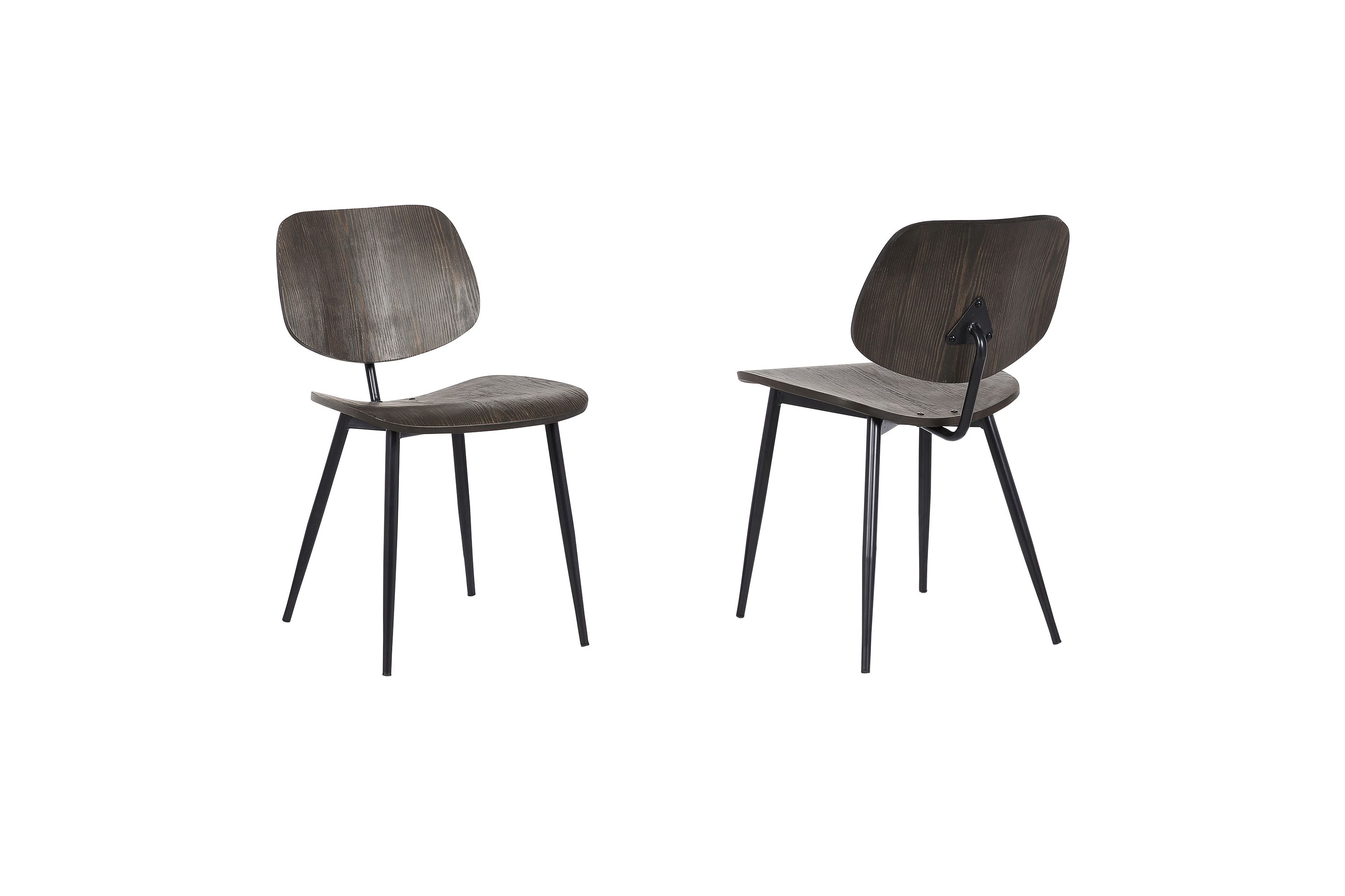 Miki Mid-Century Black and Walnut Wood Dining Accent Chairs (Set of 2)