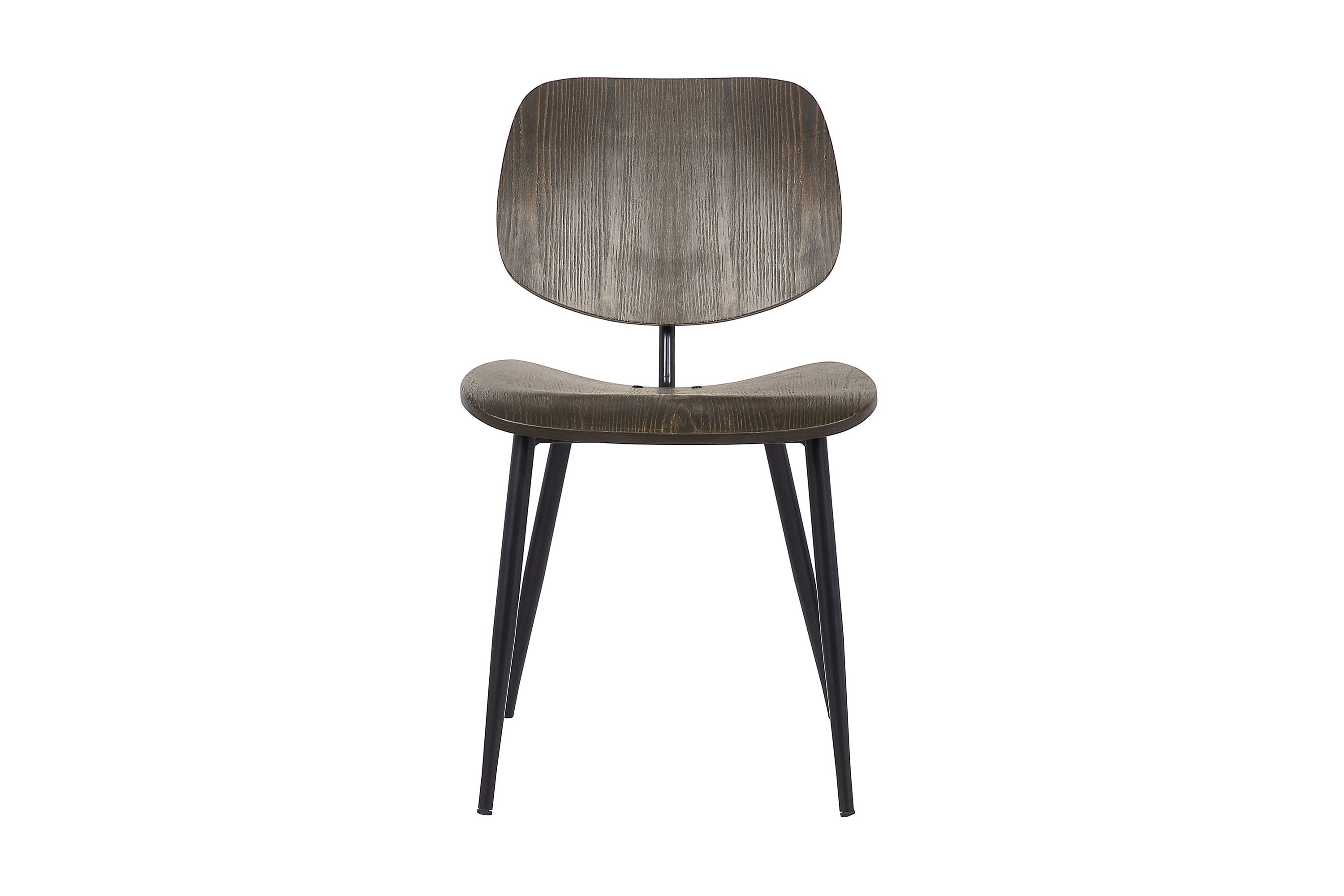 Miki Mid-Century Black and Walnut Wood Dining Accent Chairs (Set of 2)