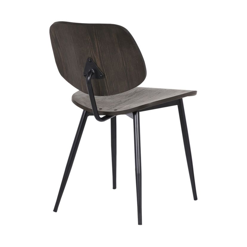 Miki Mid-Century Black and Walnut Wood Dining Accent Chairs (Set of 2)