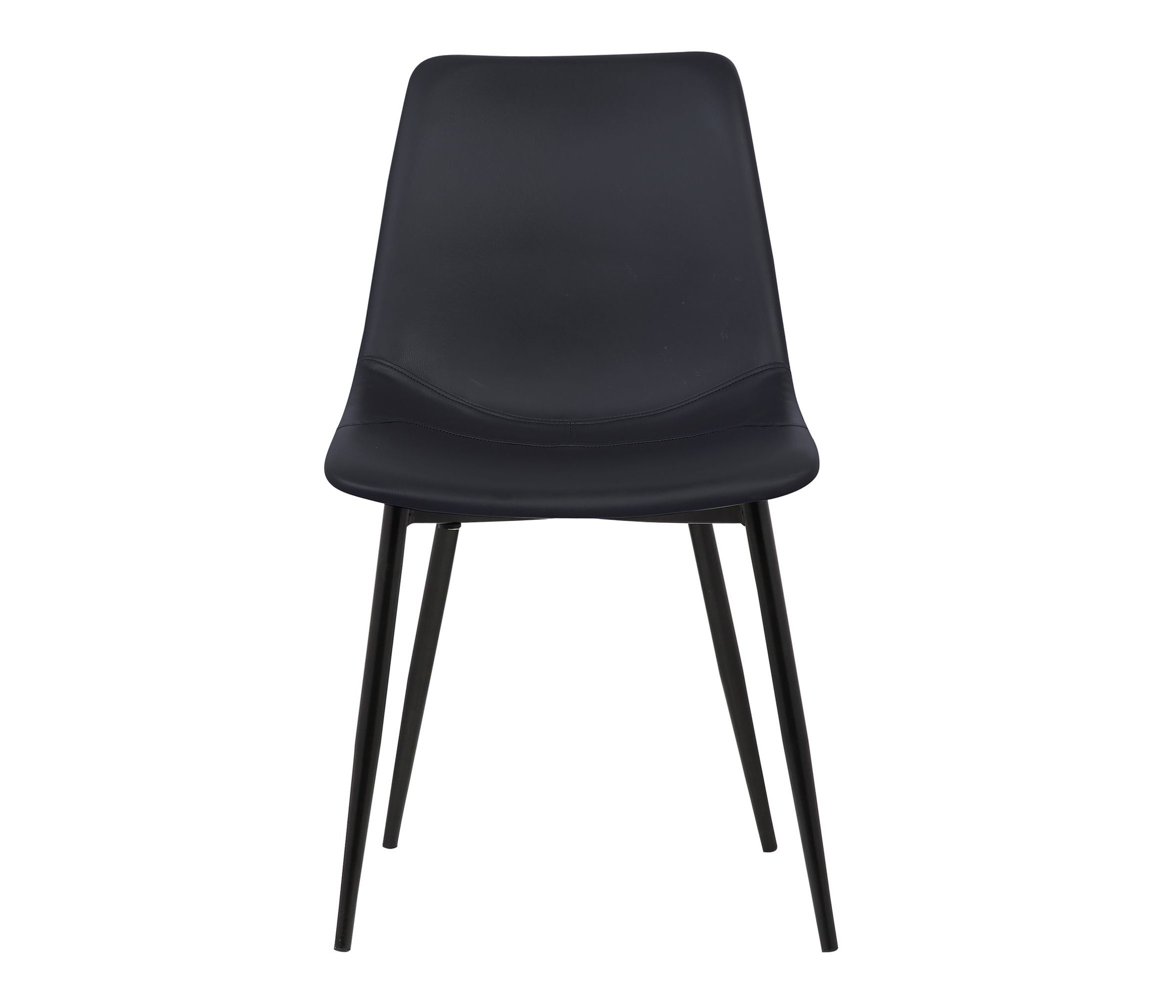 Monte Contemporary Dining Chair in Black Faux Leather with Black Powder Coated Metal Legs