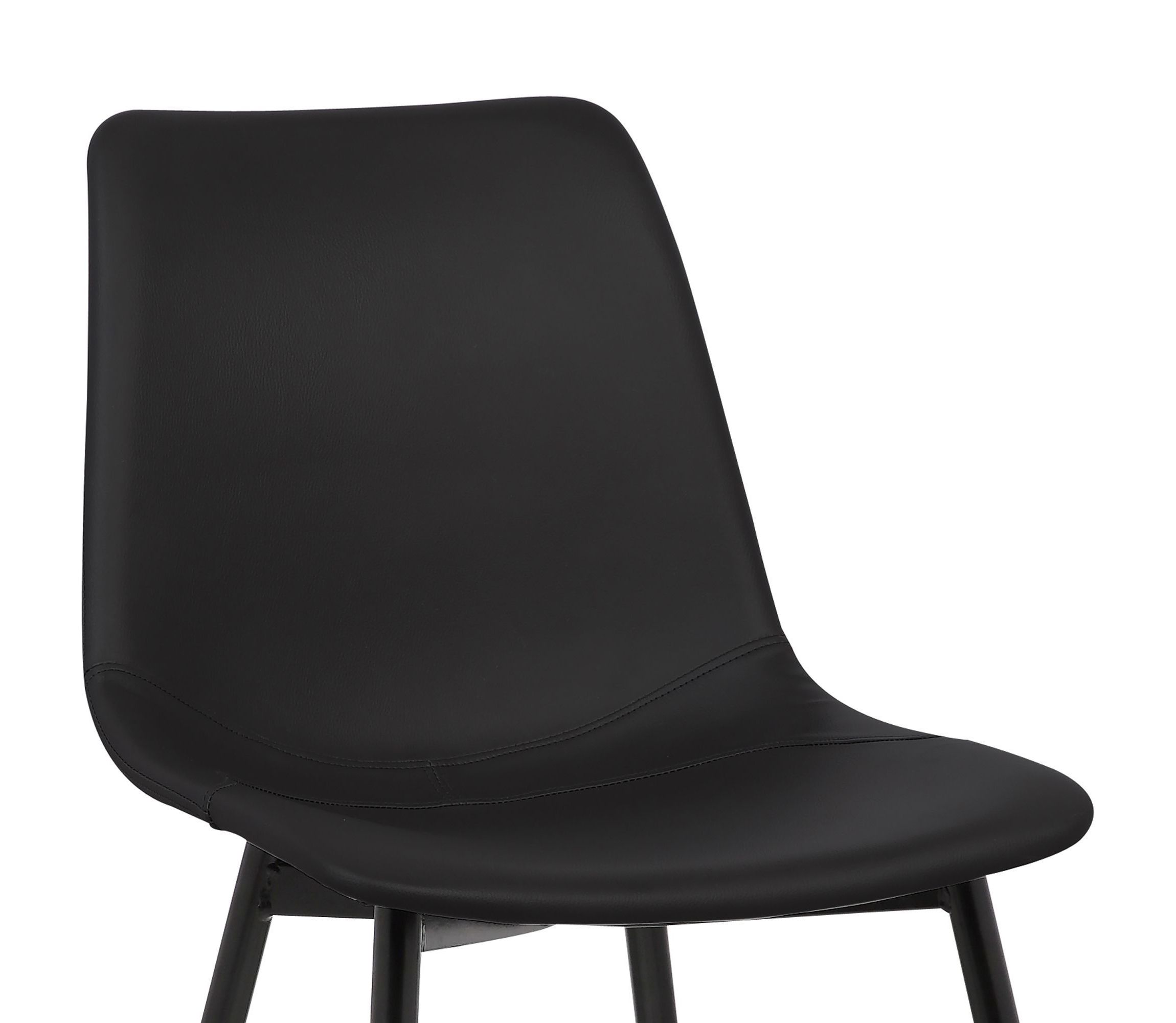 Monte Contemporary Dining Chair in Black Faux Leather with Black Powder Coated Metal Legs
