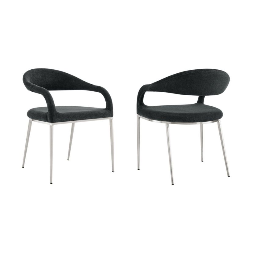 Morgan Upholstered Dining Chair in Charcoal Set of 2