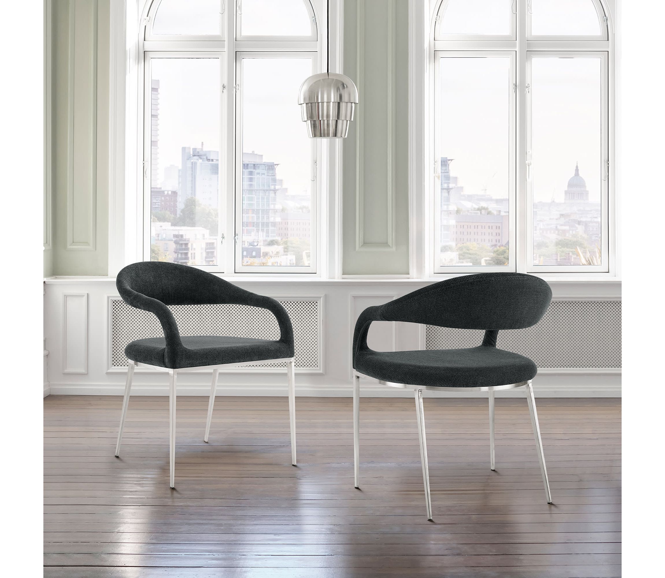 Morgan Upholstered Dining Chair in Charcoal Set of 2
