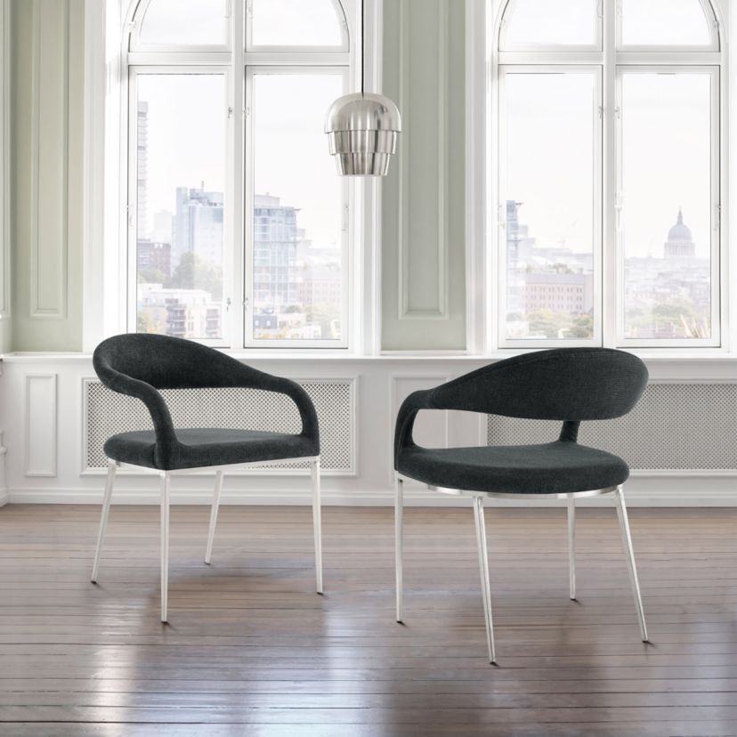 Morgan Upholstered Dining Chair in Charcoal Set of 2