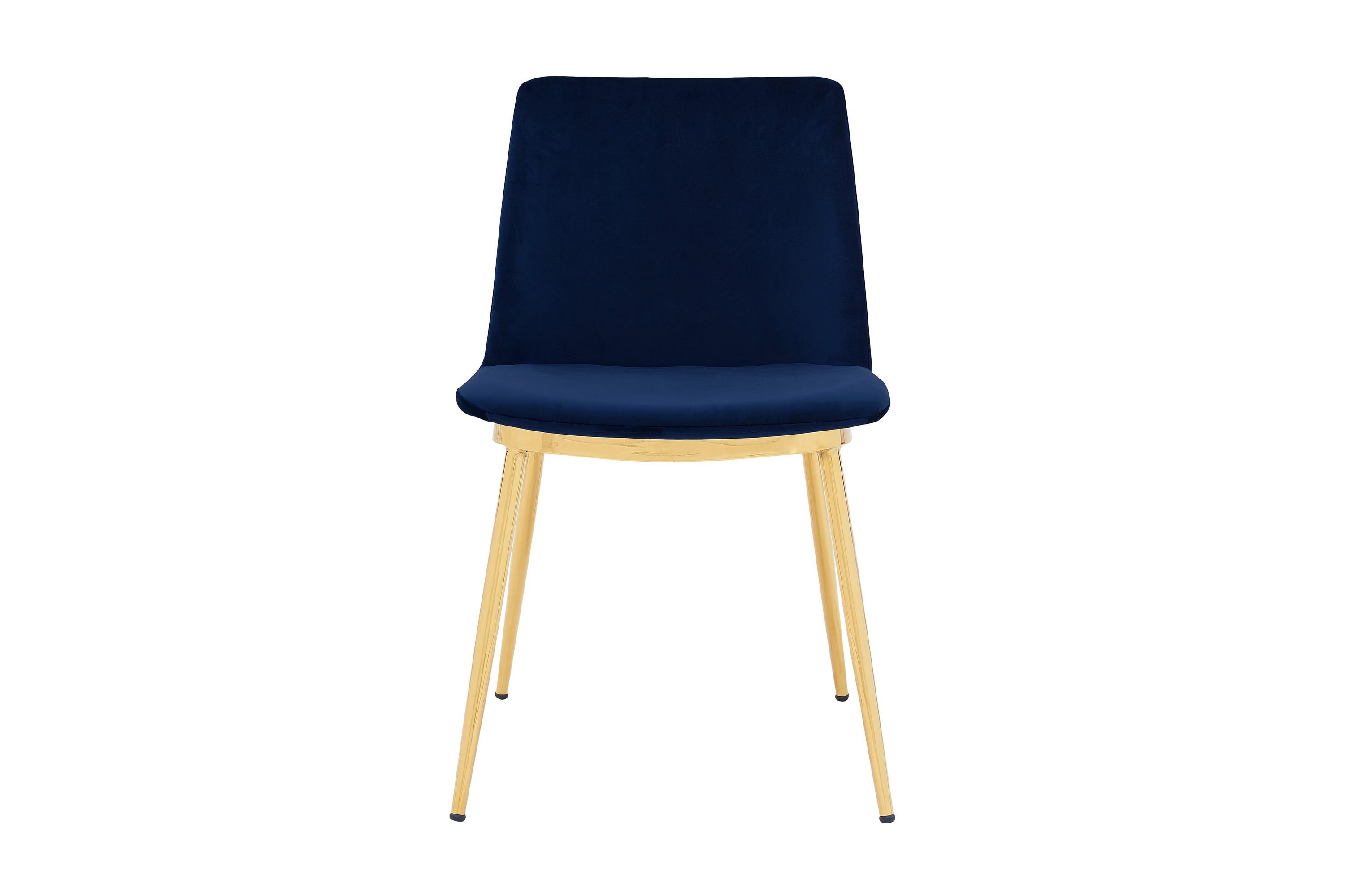 Messina Modern Blue Velvet and Gold Metal Leg Dining Room Chairs - Set of 2