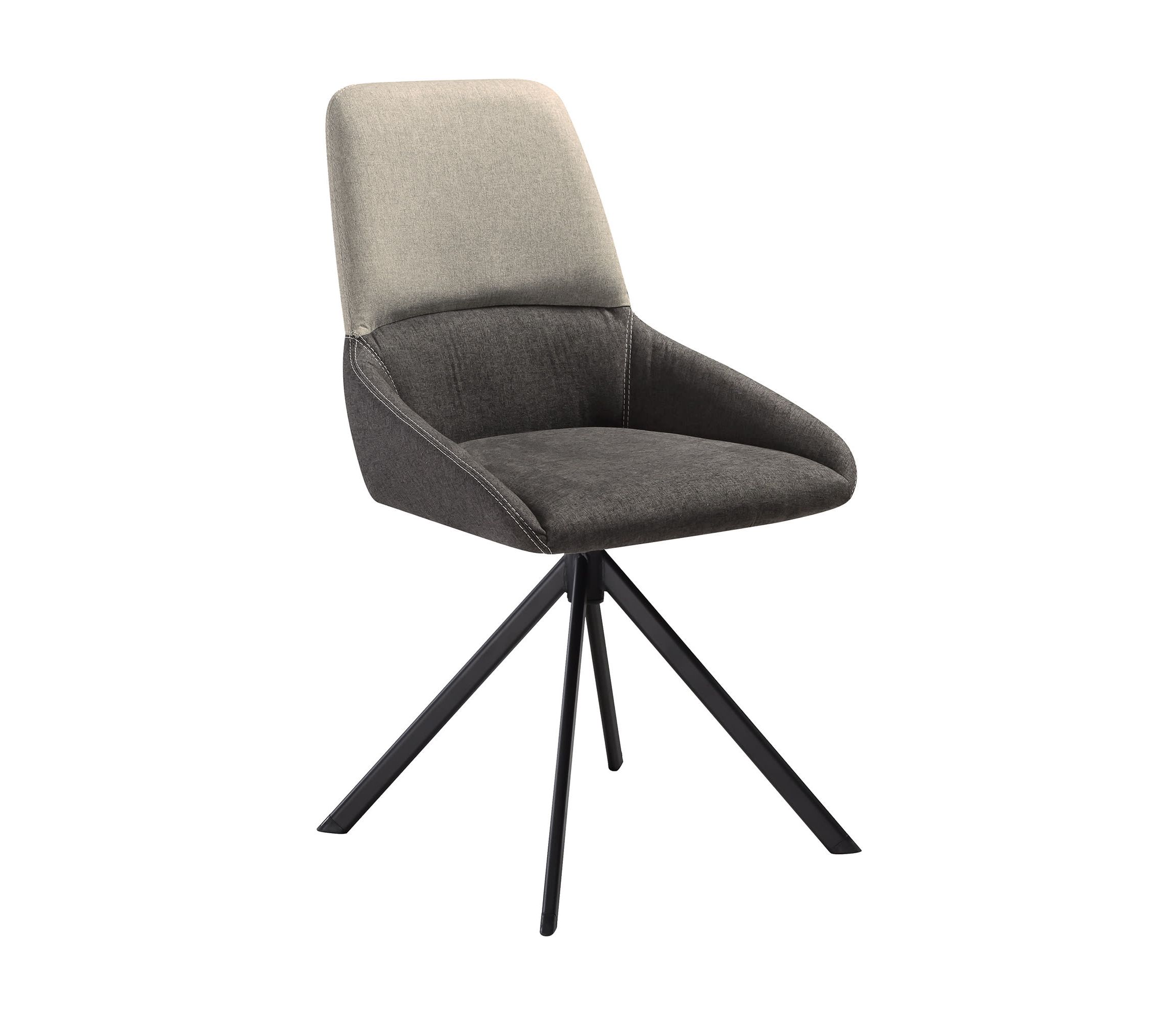 Maverick Swivel Upholstered Dining Chair in Two-Tone Fabric Gray with Black Metal Legs - Set of 2