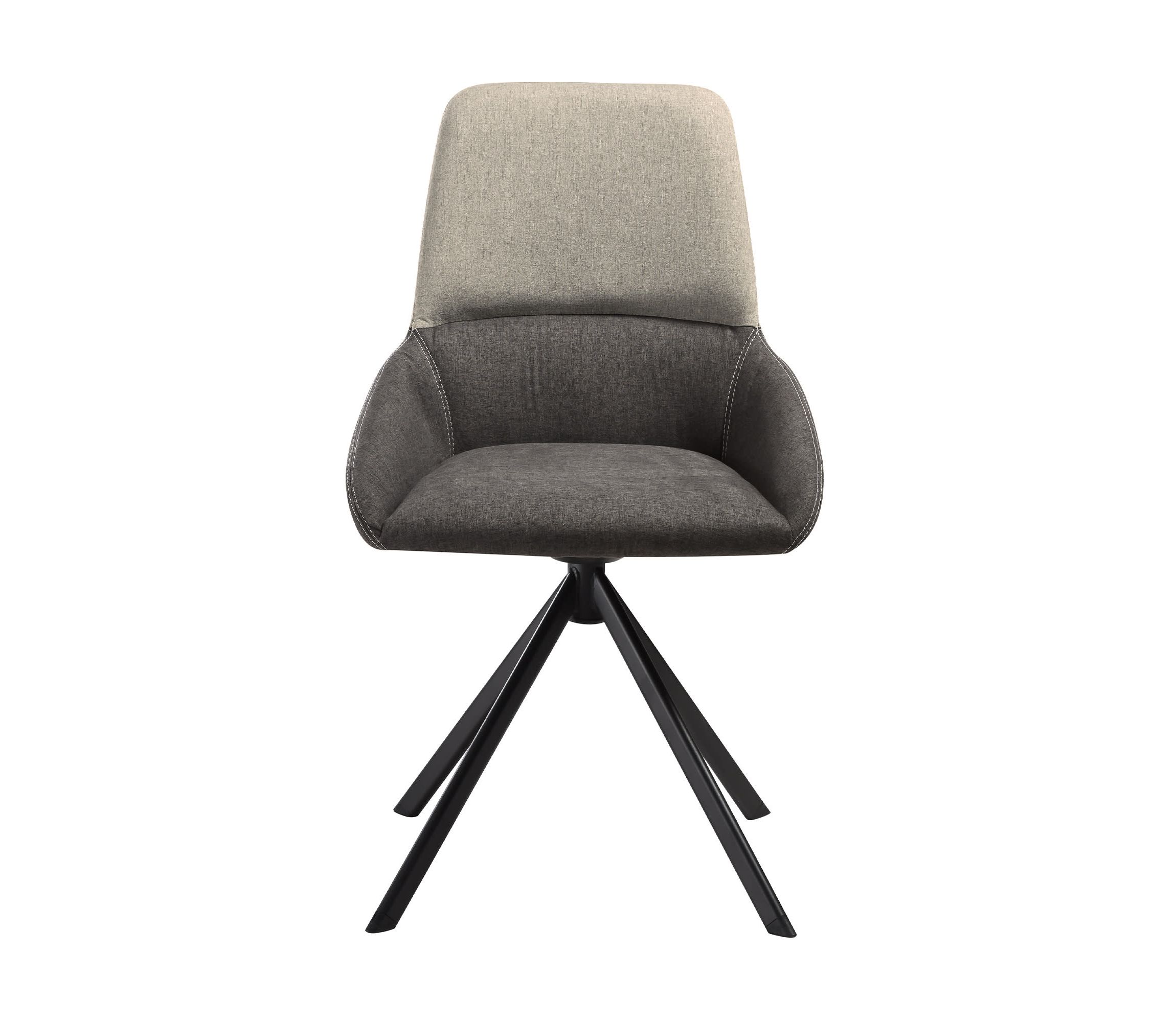 Maverick Swivel Upholstered Dining Chair in Two-Tone Fabric Gray with Black Metal Legs - Set of 2