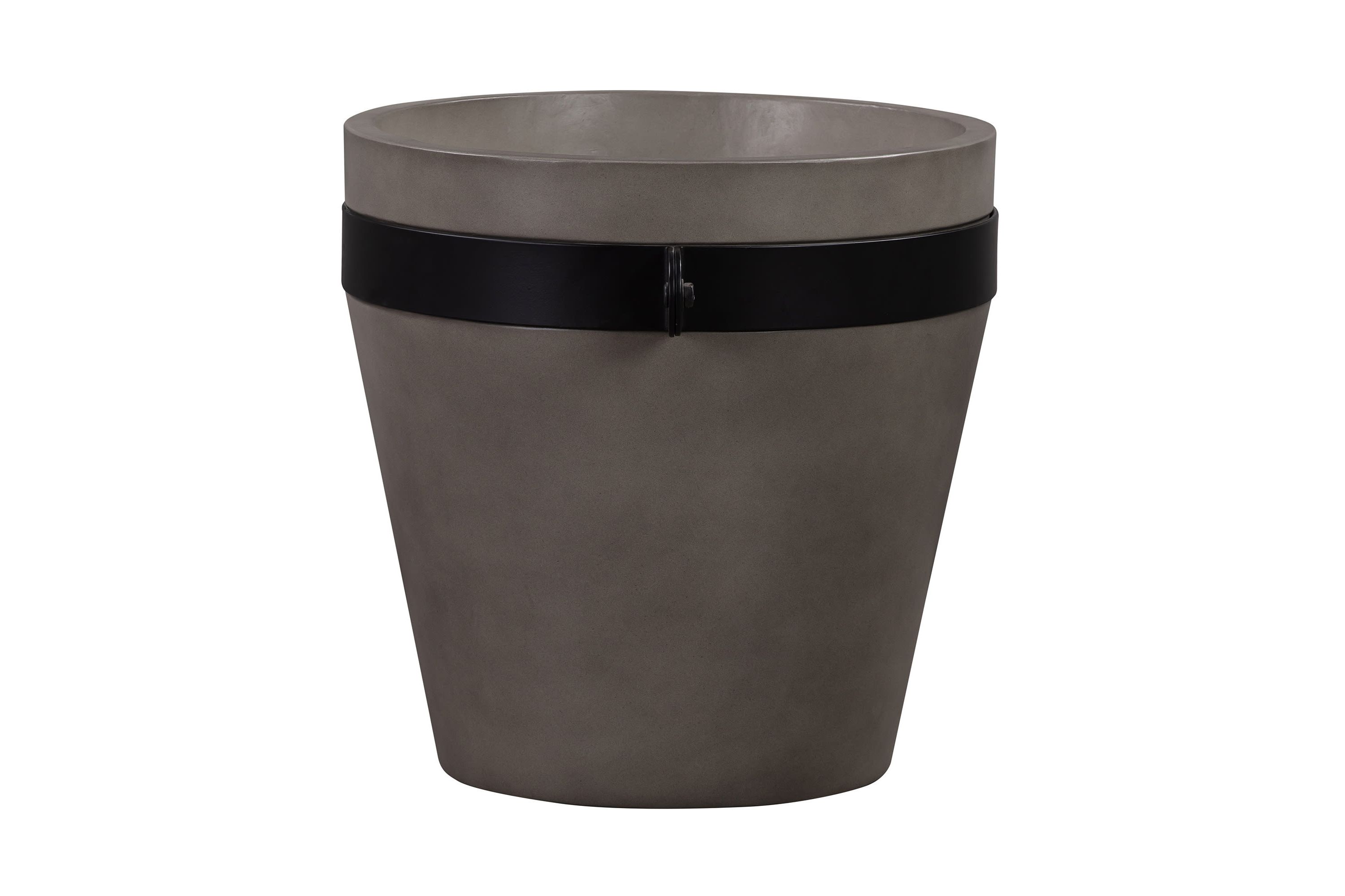 Obsidian Medium Indoor or Outdoor Planter in Gray Concrete with Black Accent