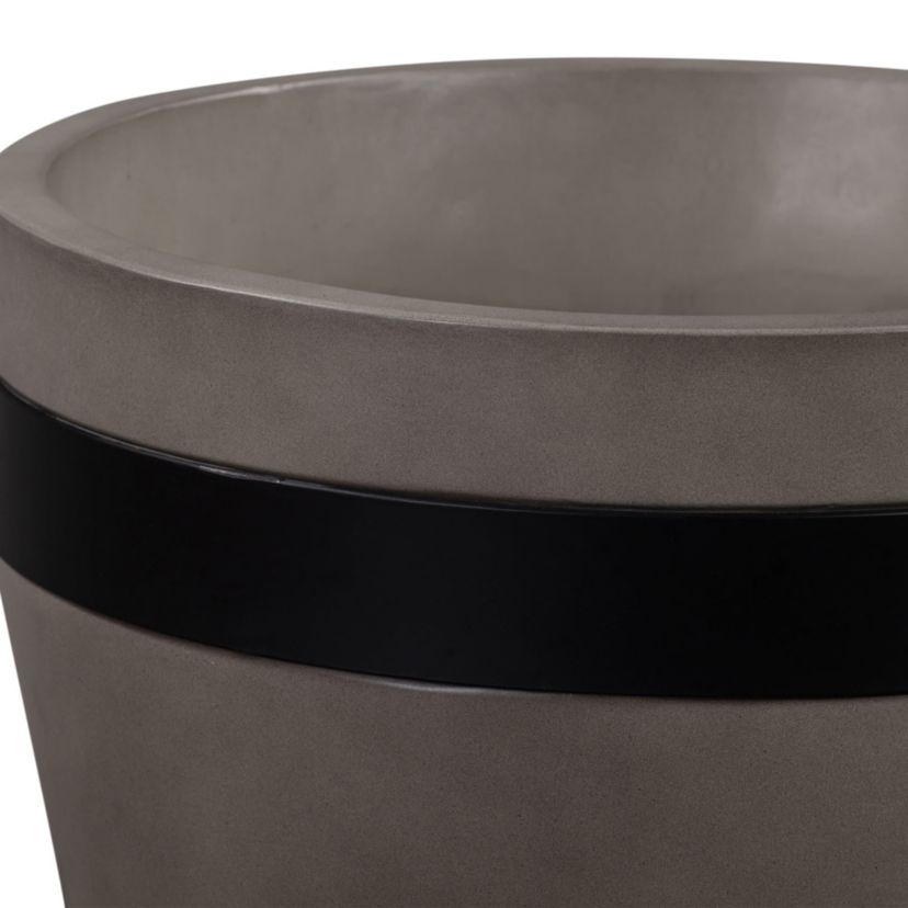 Obsidian Medium Indoor or Outdoor Planter in Gray Concrete with Black Accent