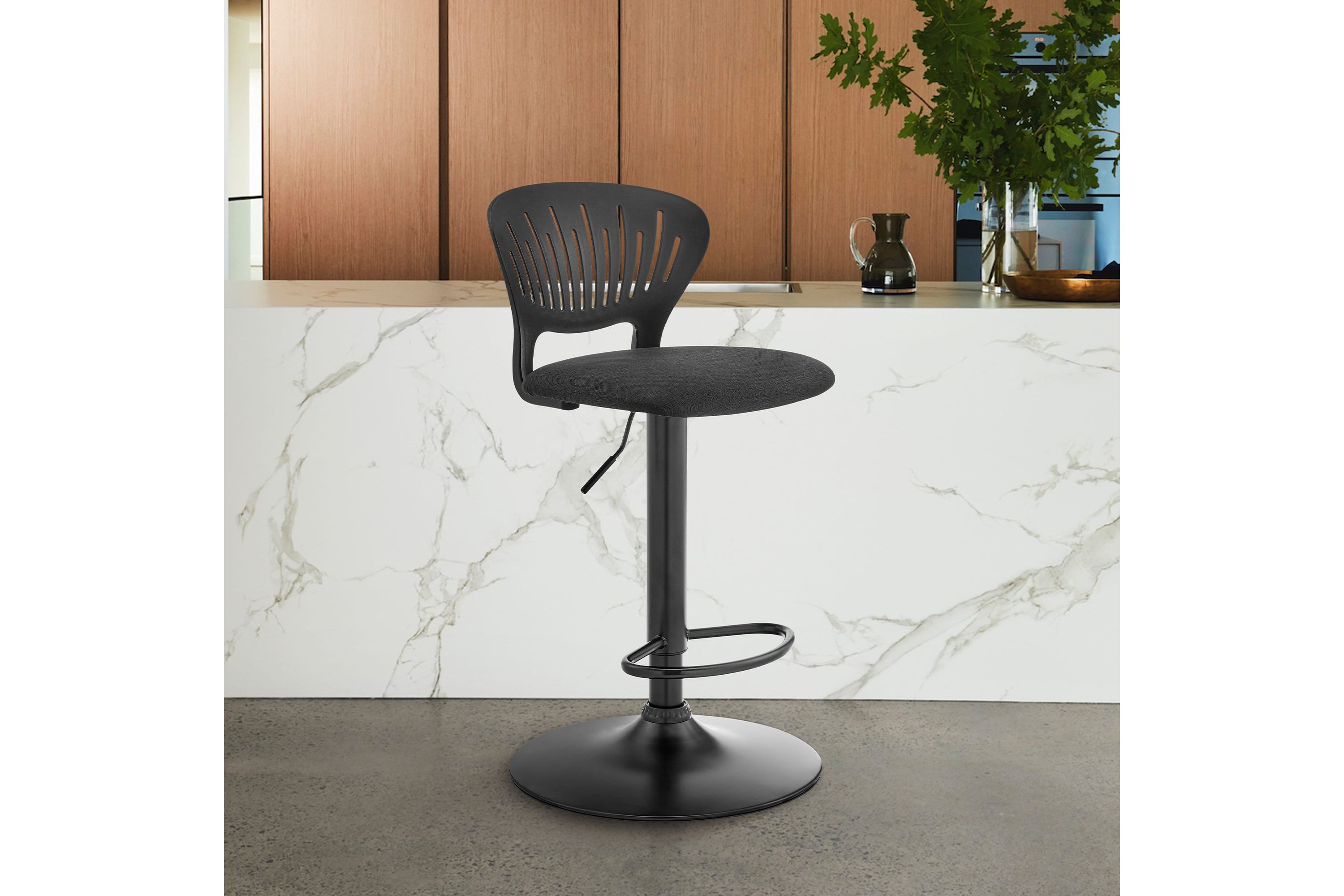 Padua Adjustable Black Upholstery Swivel Stool