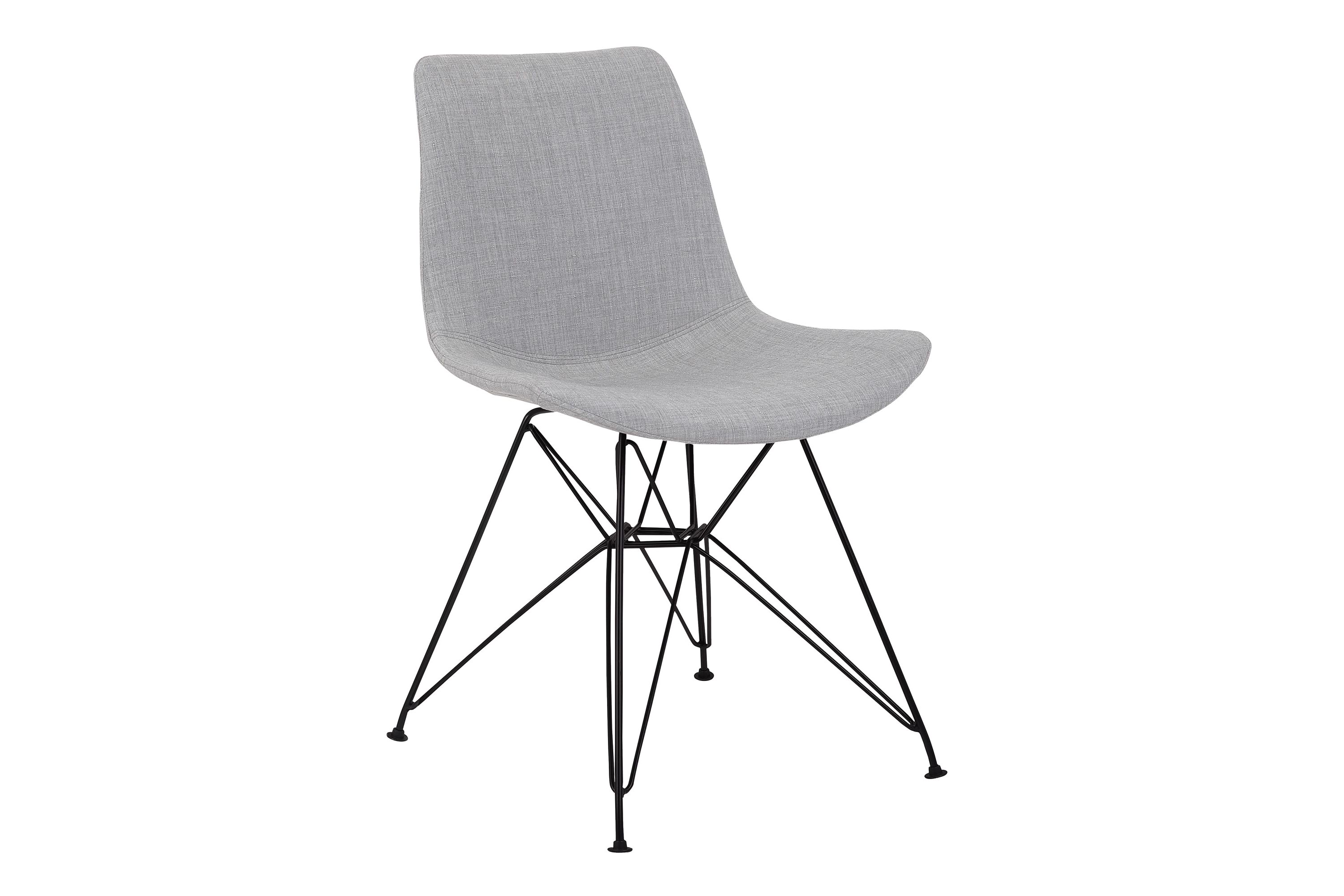 Palmetto Contemporary Dining Chair in Gray Fabric with Black Metal Legs