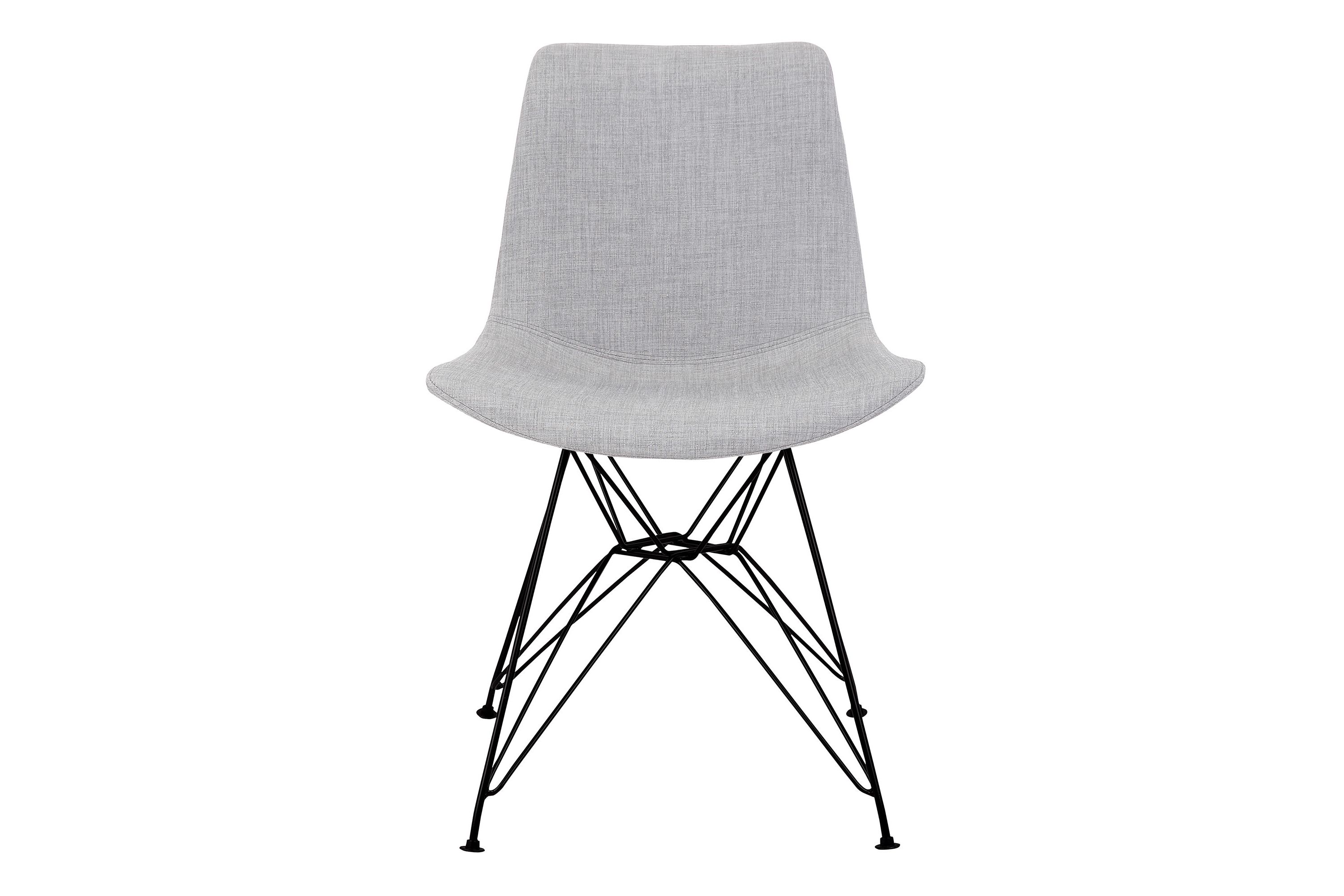 Palmetto Contemporary Dining Chair in Gray Fabric with Black Metal Legs
