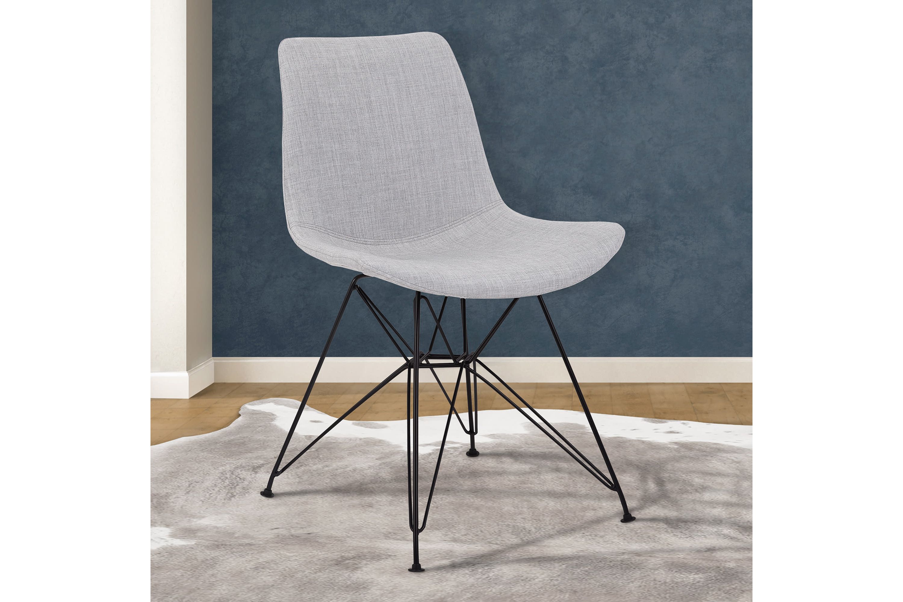 Palmetto Contemporary Dining Chair in Gray Fabric with Black Metal Legs