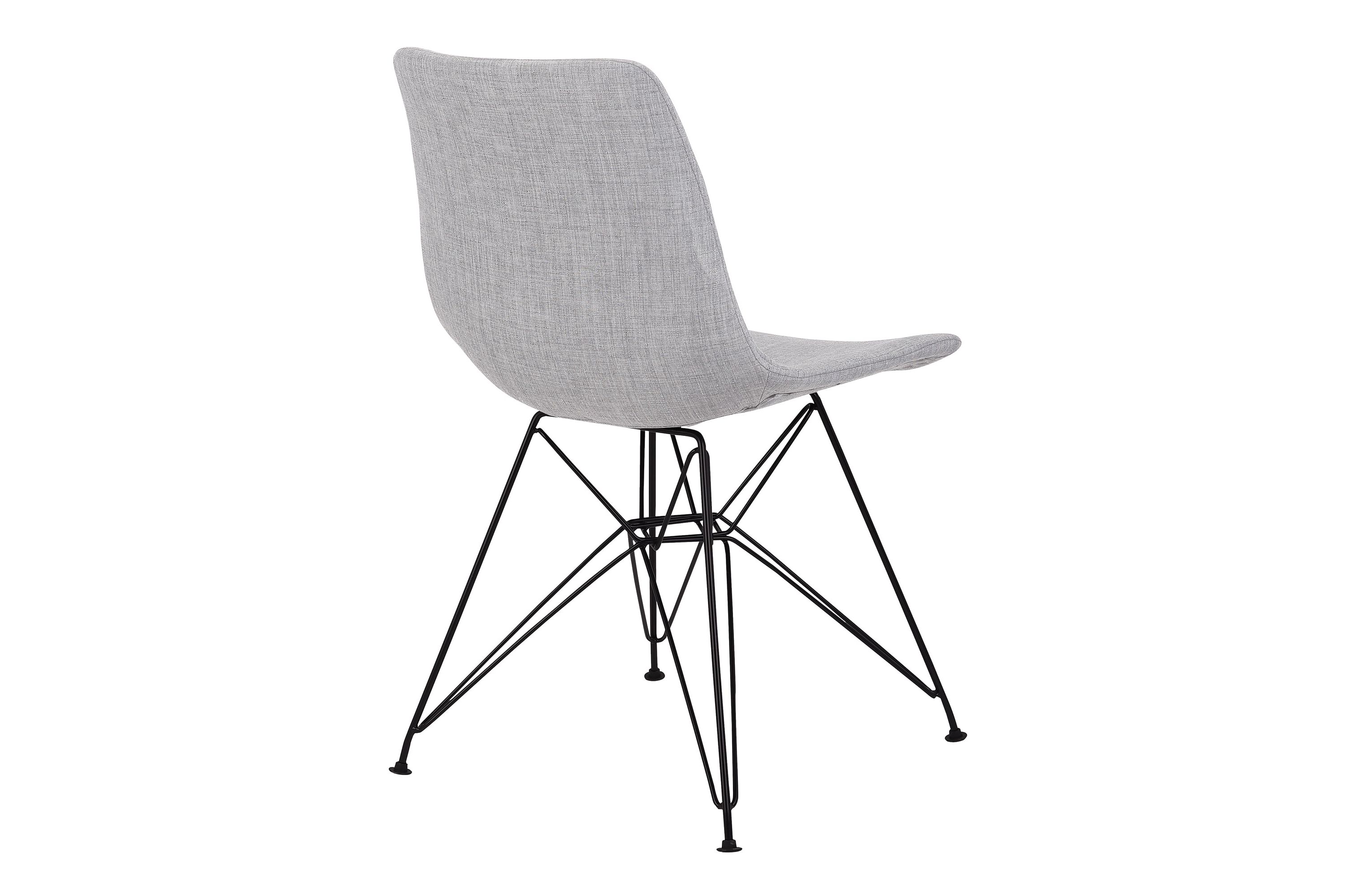 Palmetto Contemporary Dining Chair in Gray Fabric with Black Metal Legs