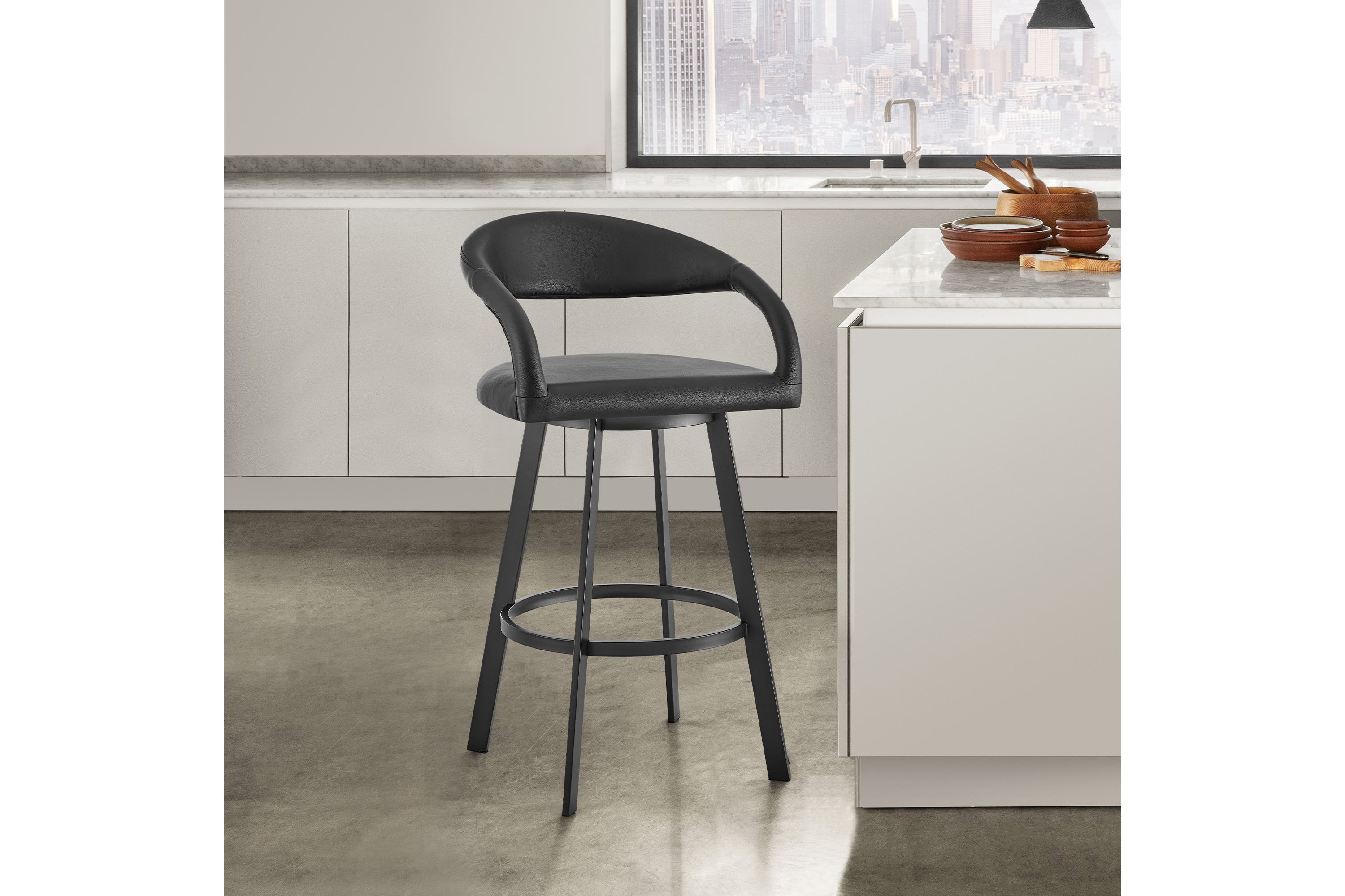 Ramona 30" Swivel Bar Stool in Black