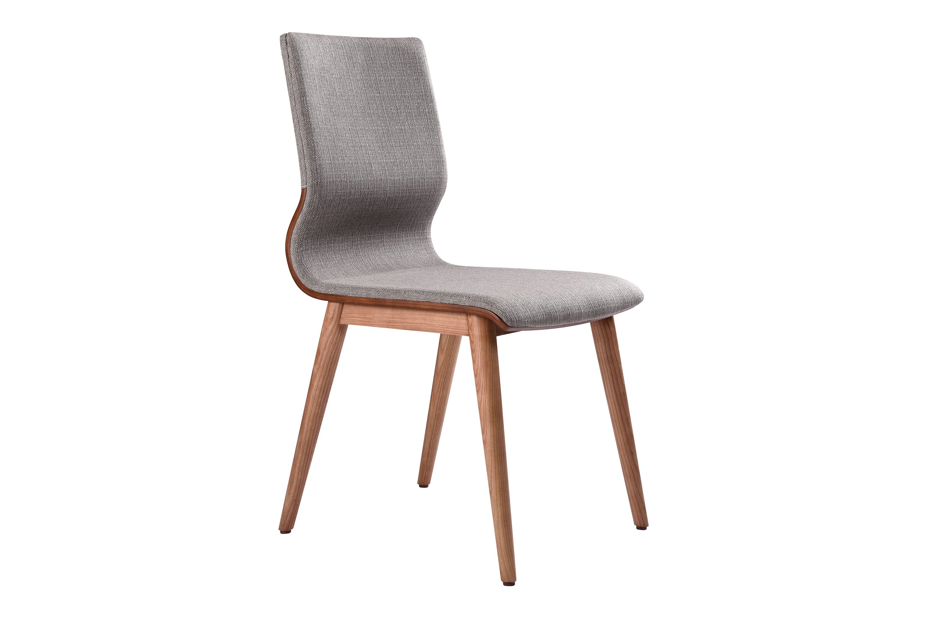 Robin Mid-Century Dining Chair in Walnut Finish and Gray Fabric - Set of 2