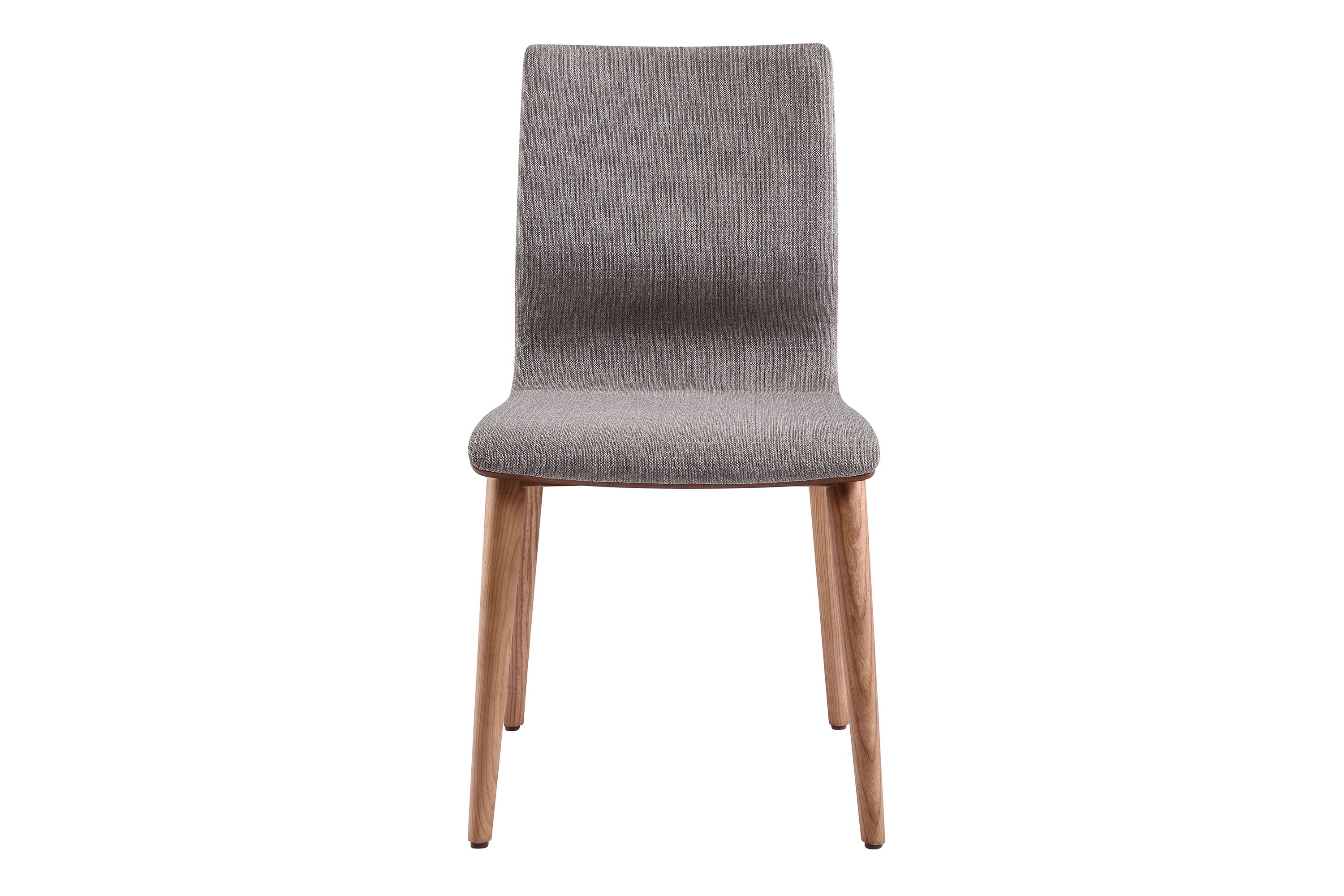 Robin Mid-Century Dining Chair in Walnut Finish and Gray Fabric - Set of 2