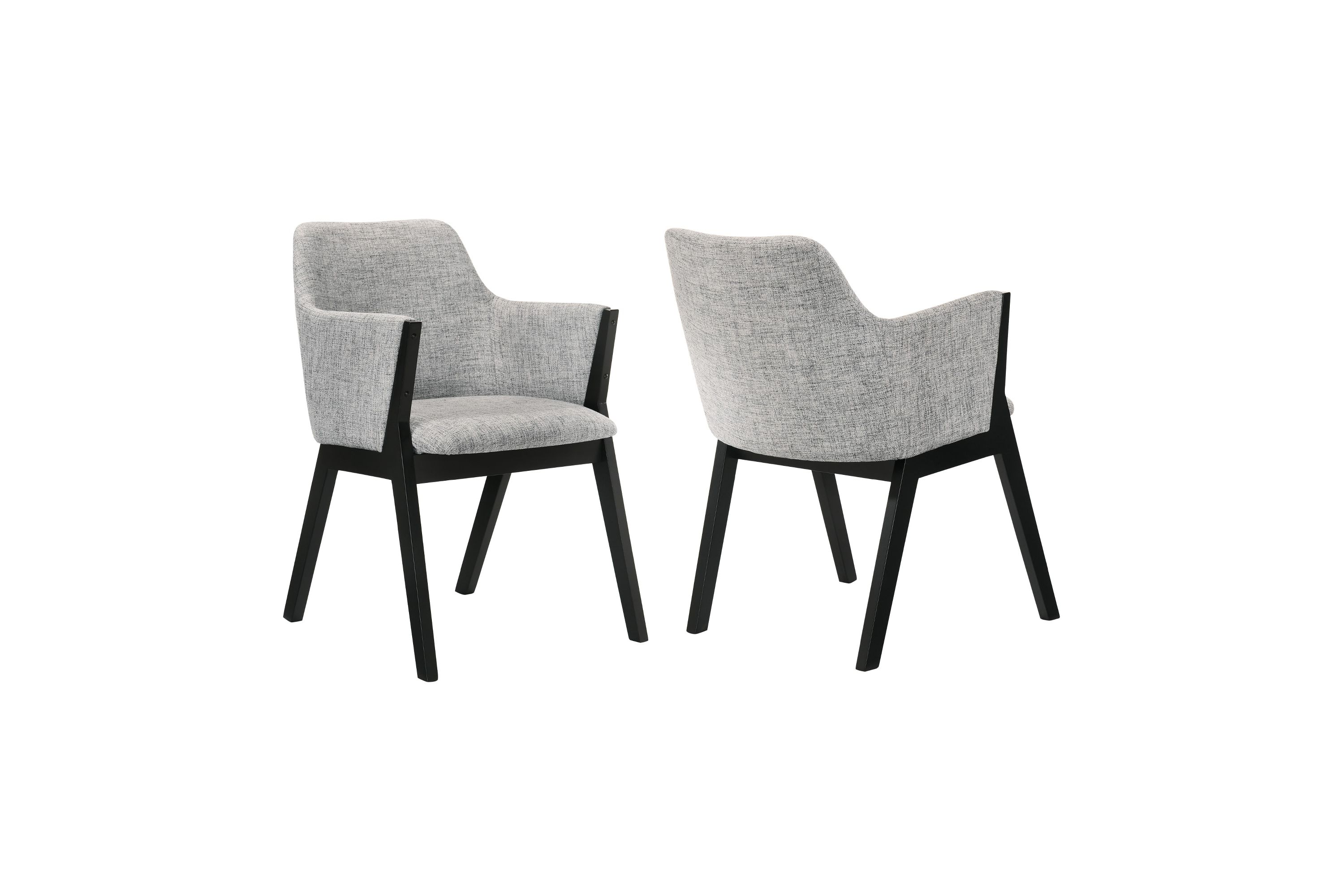 Renzo Light Gray Fabric and Black Wood Dining Side Chairs - Set of 2