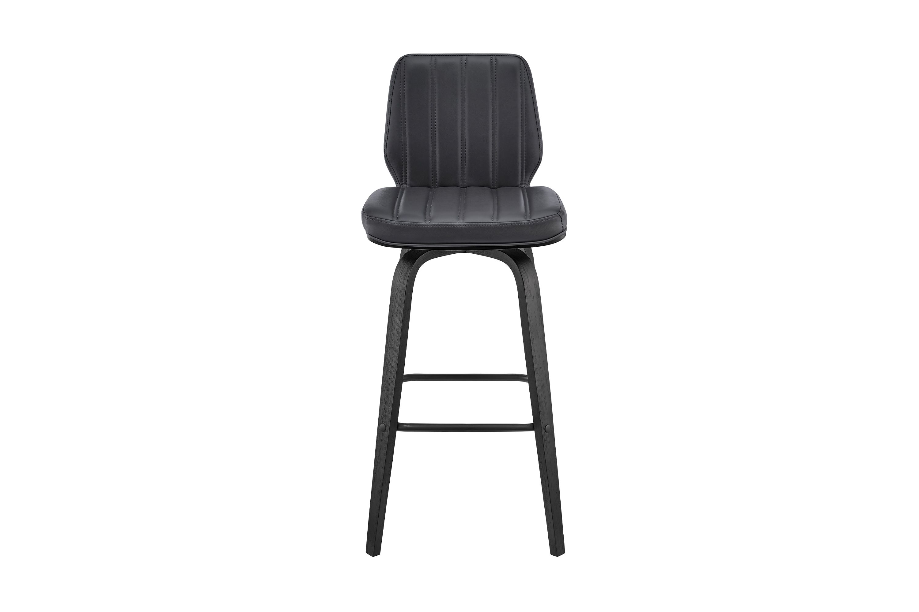 Renee 26" Swivel Gray Faux Leather and Black Wood Bar Stool