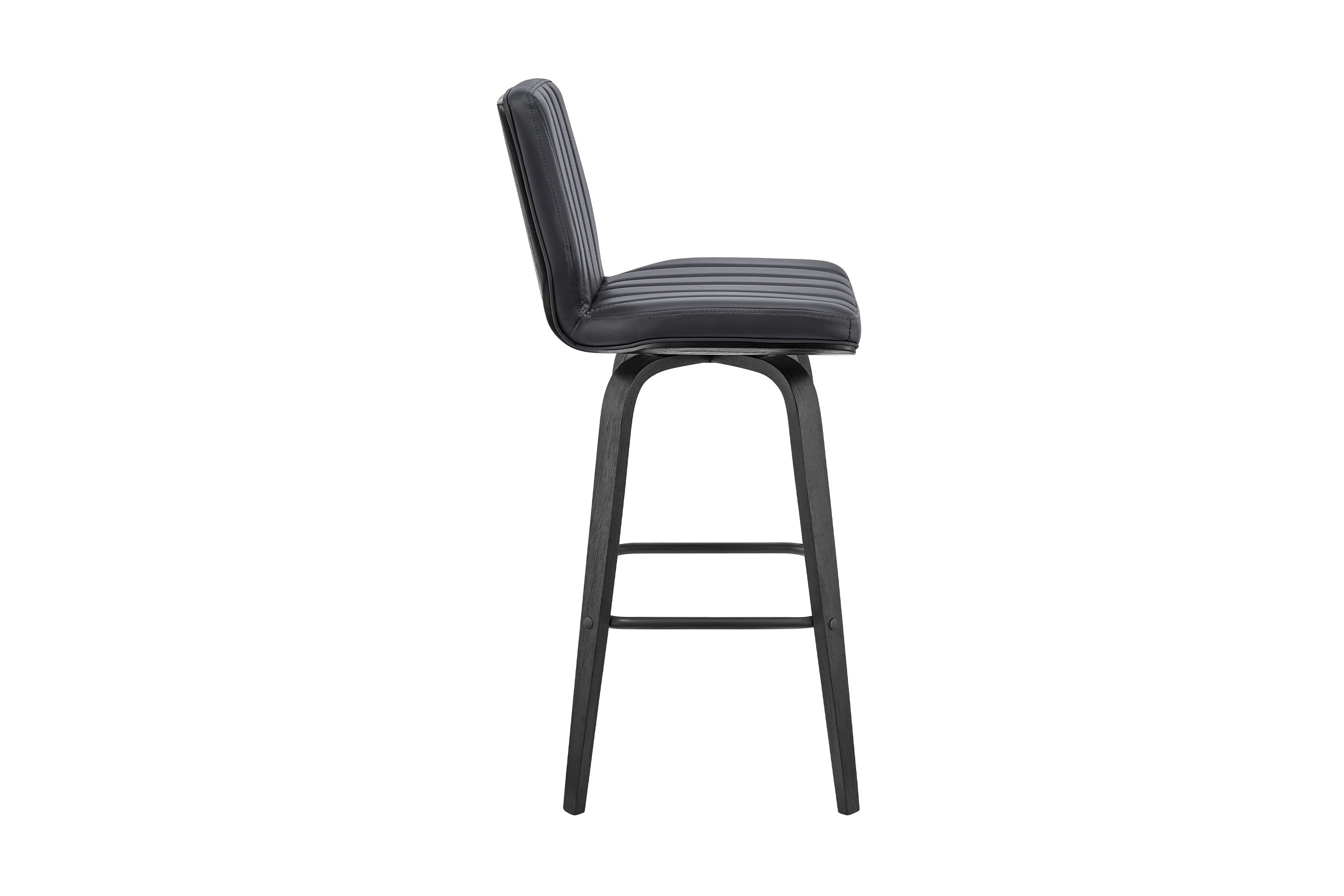 Renee 26" Swivel Gray Faux Leather and Black Wood Bar Stool